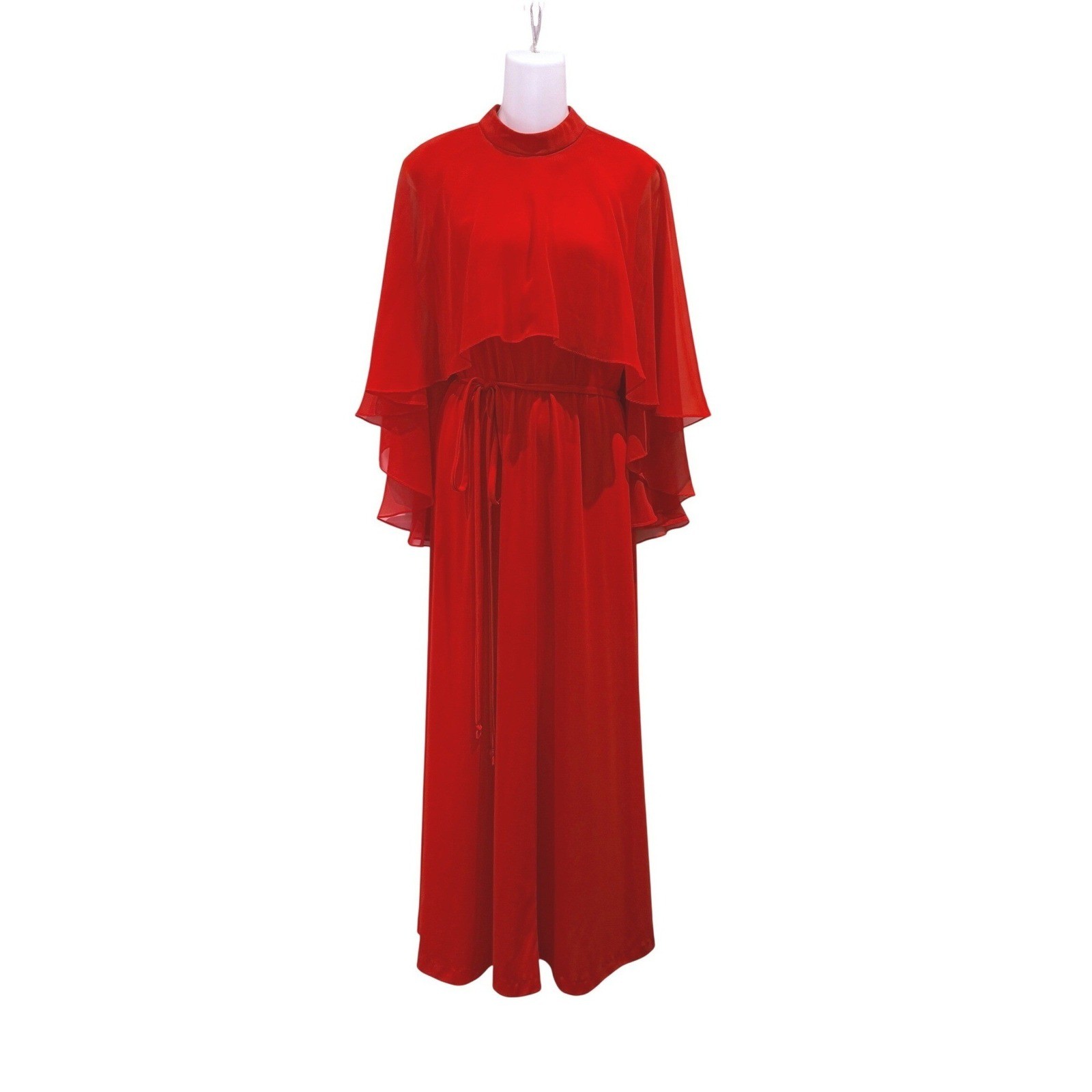 Vintage Jeanne Durrell Capelet Maxi Dress 14 70s Goddess Romantic Boho Rretro