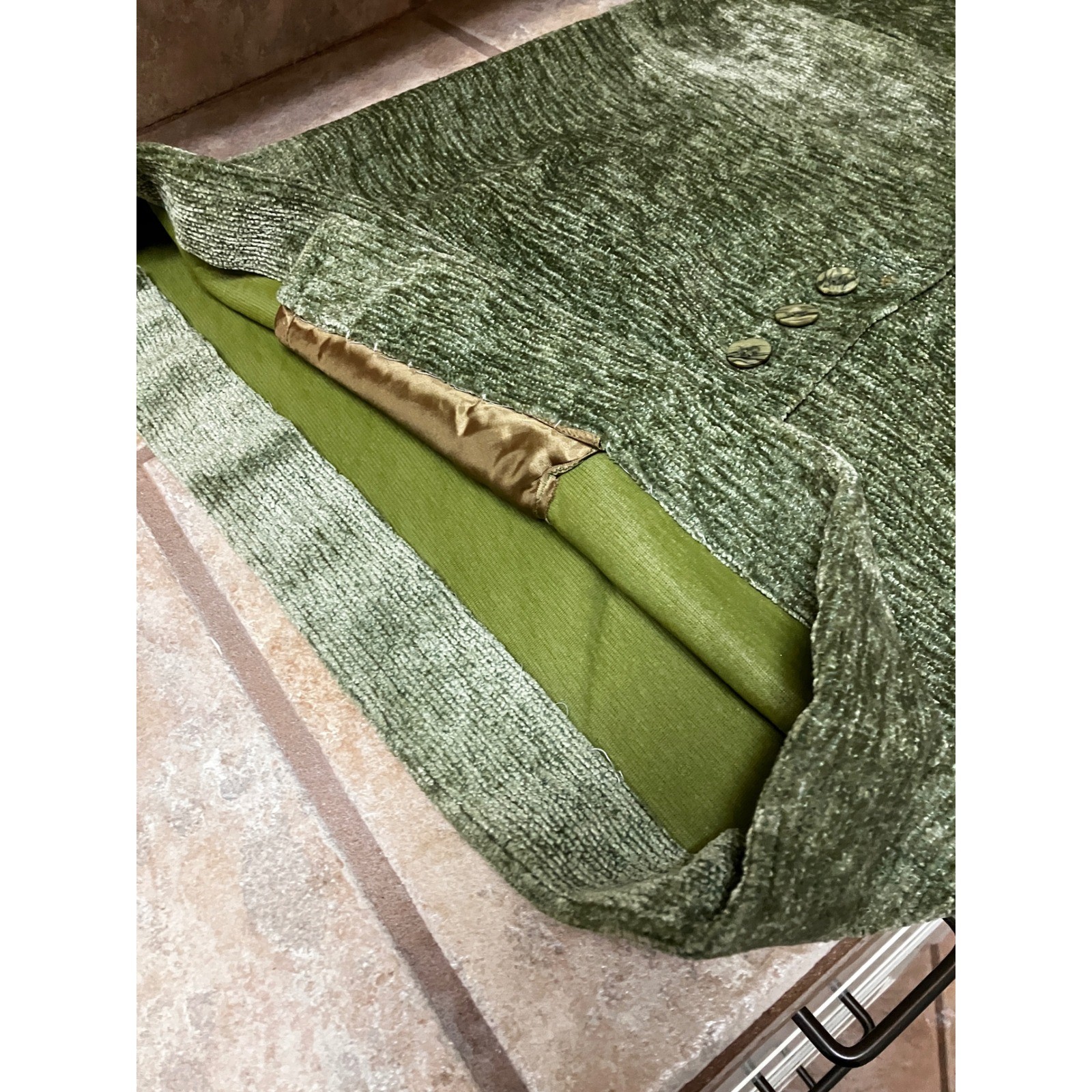 Vintage Jonathan Logan Green Textured Side Button Sleeveless Mini Dress Mod 11