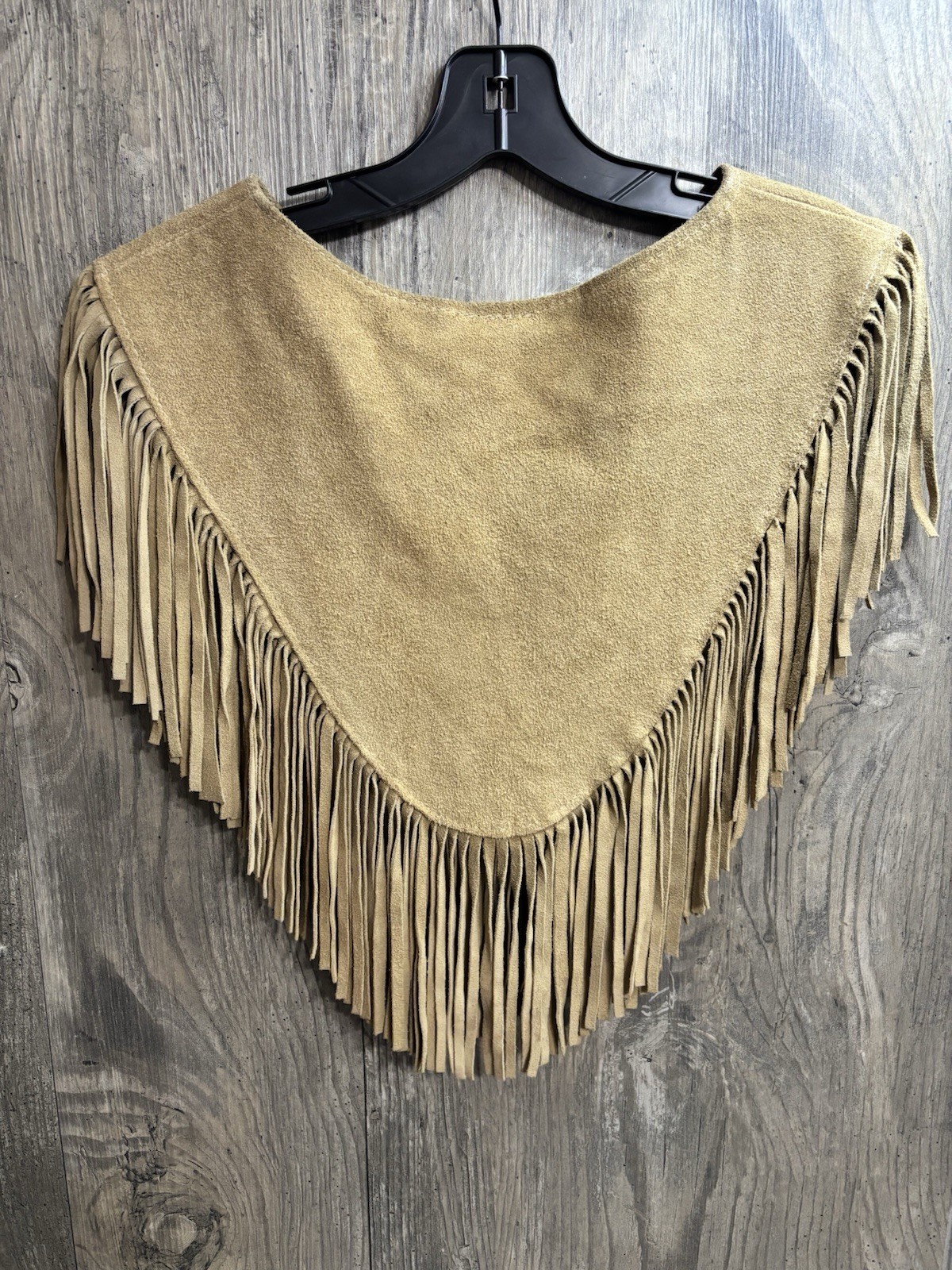 HB vintage Native American Suede Leather Poncho Top Beaded Concho One Size