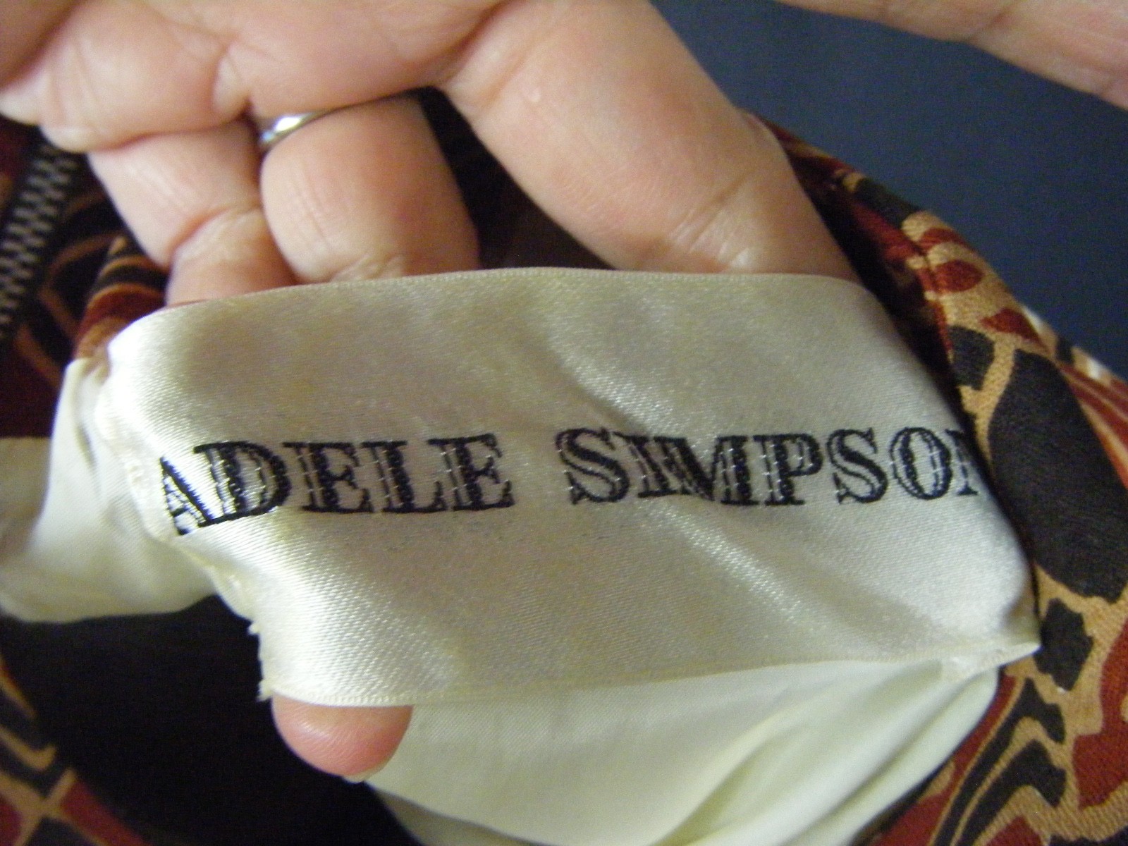 ADELE SIMPSON Vtg 60s Designer Brown Mod Printed Sheath Dress- Bust 36/XS