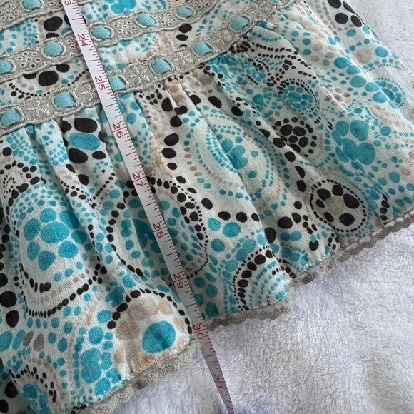 Free People teal polka dot graphic lace mini dress Y2K vintage fairy boho