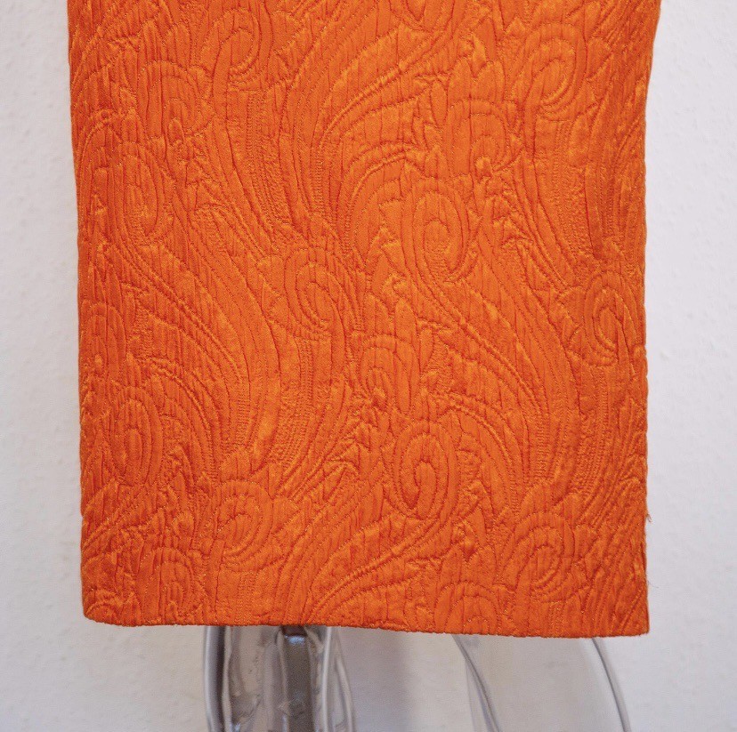 Vintage 1980s Escada Orange Wool Silk Skirt Suit Gold Button Size M UK 12