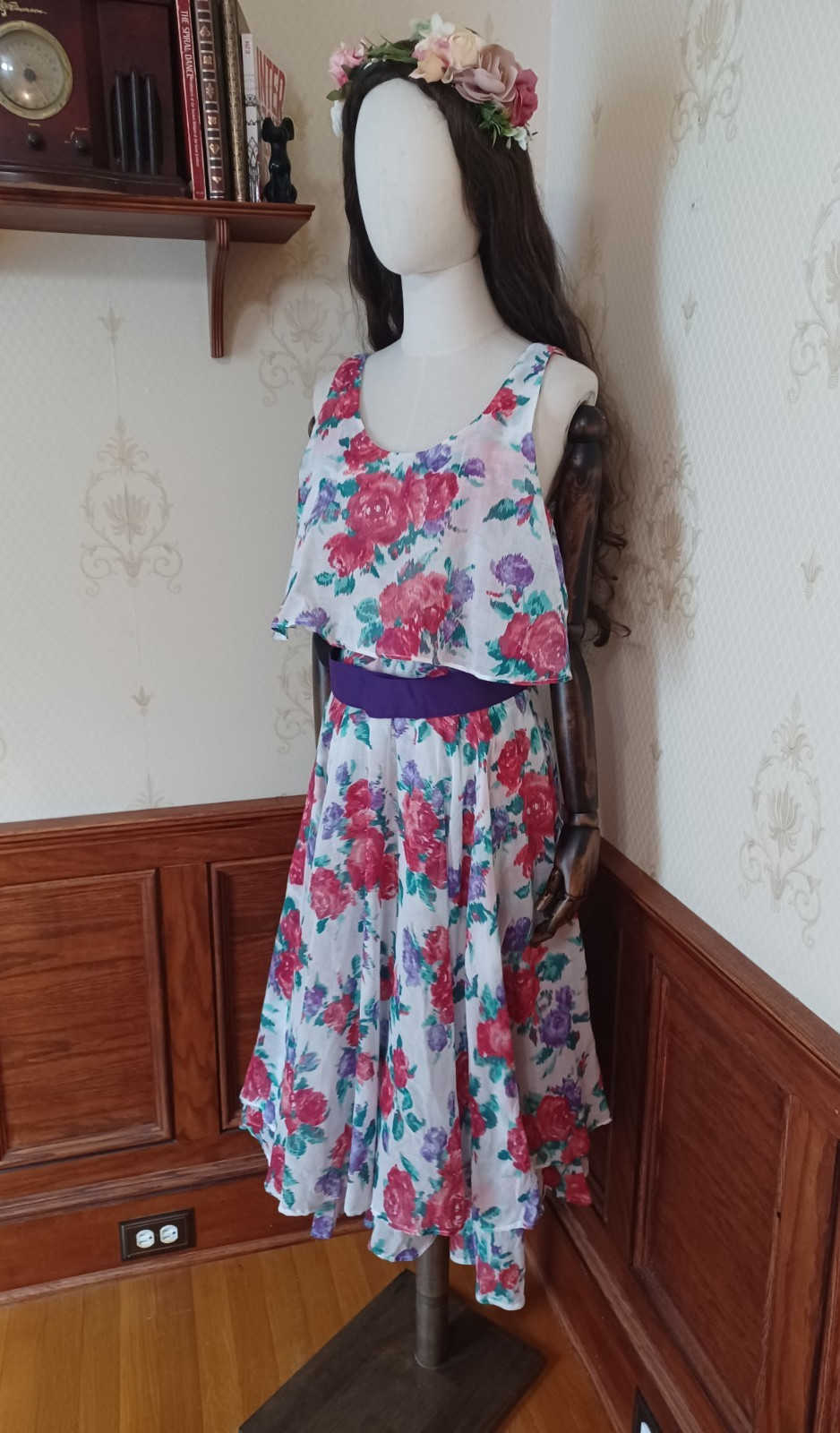 Vintage 1980s L. Rothschild Floral Print Tiered Cottagecore Prairie Tea Dress