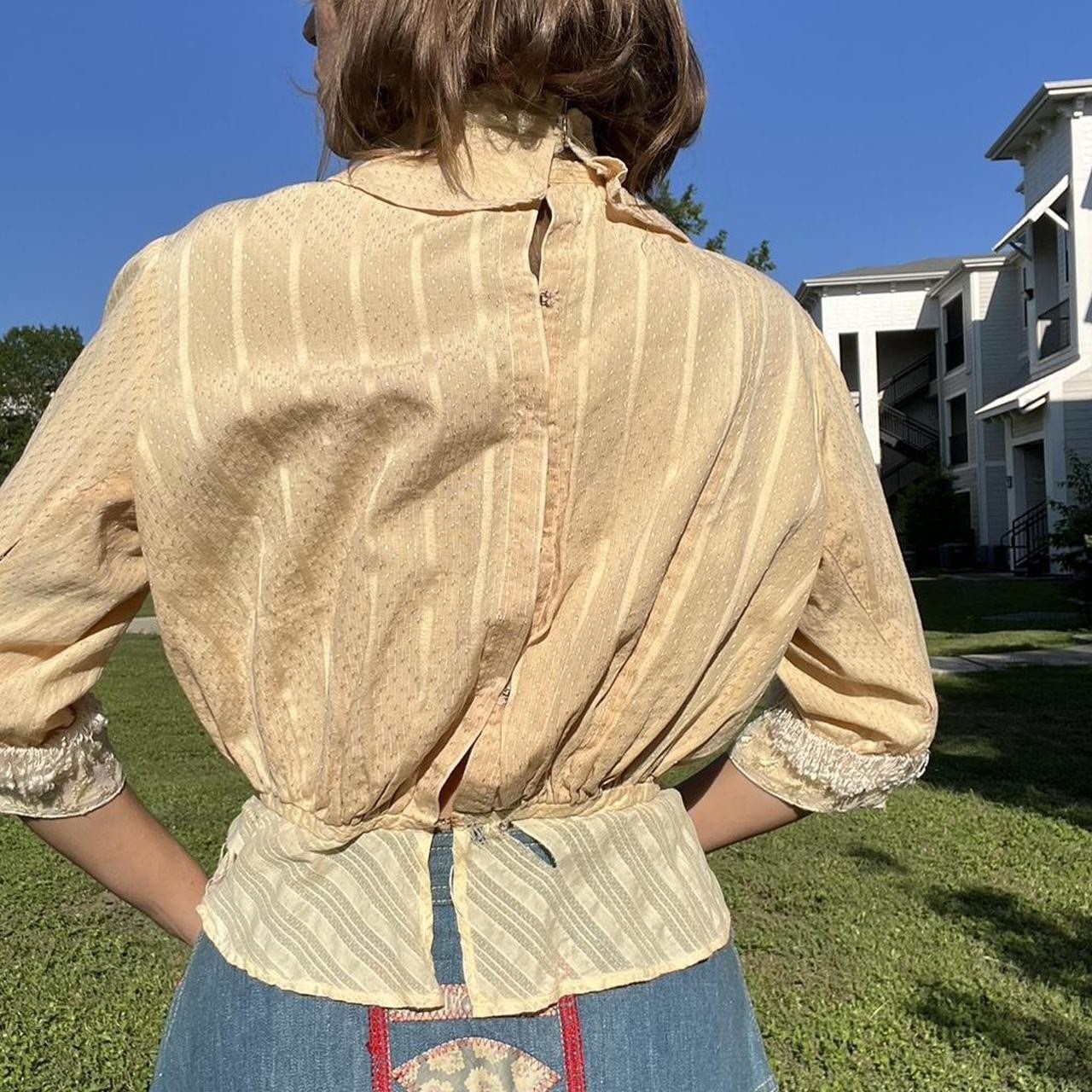 Antique Edwardian Blouse Wounded Bird 1900s XS