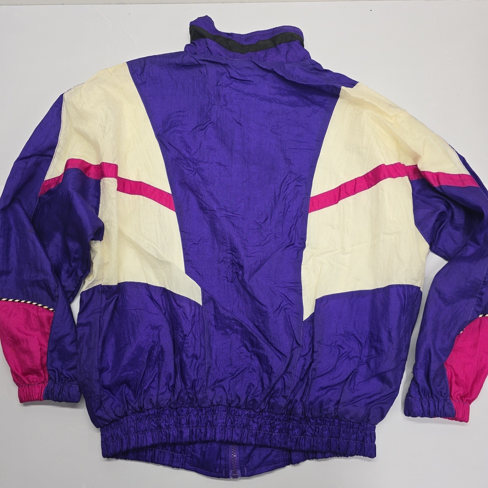 Vintage Atlantic Beach Colorblock Windbreaker Jacket Purple Pink White Womens M