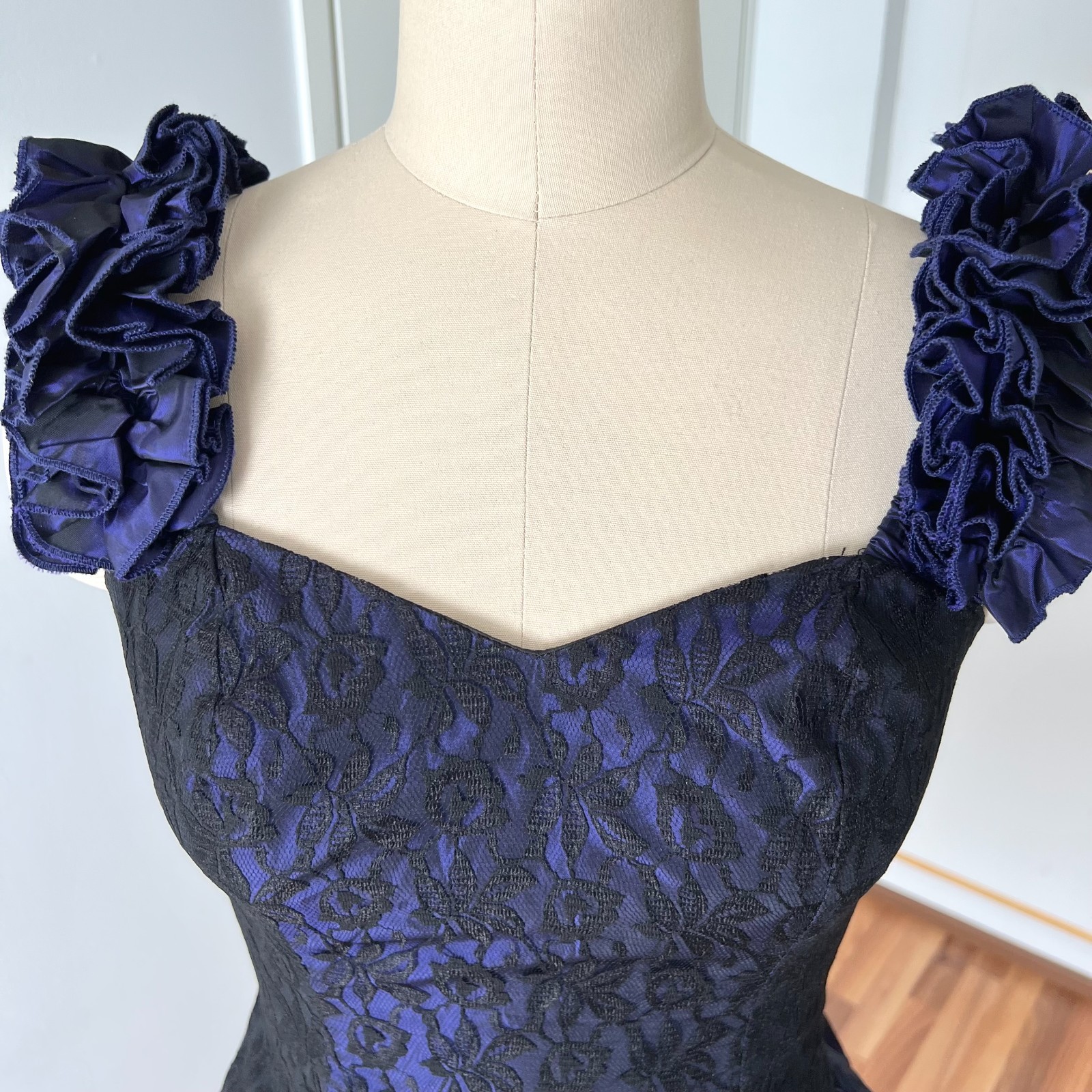 1980s Asymmetrical Tiered Whimsygoth Cocktail Prom Party Dress Aline Midi Retro