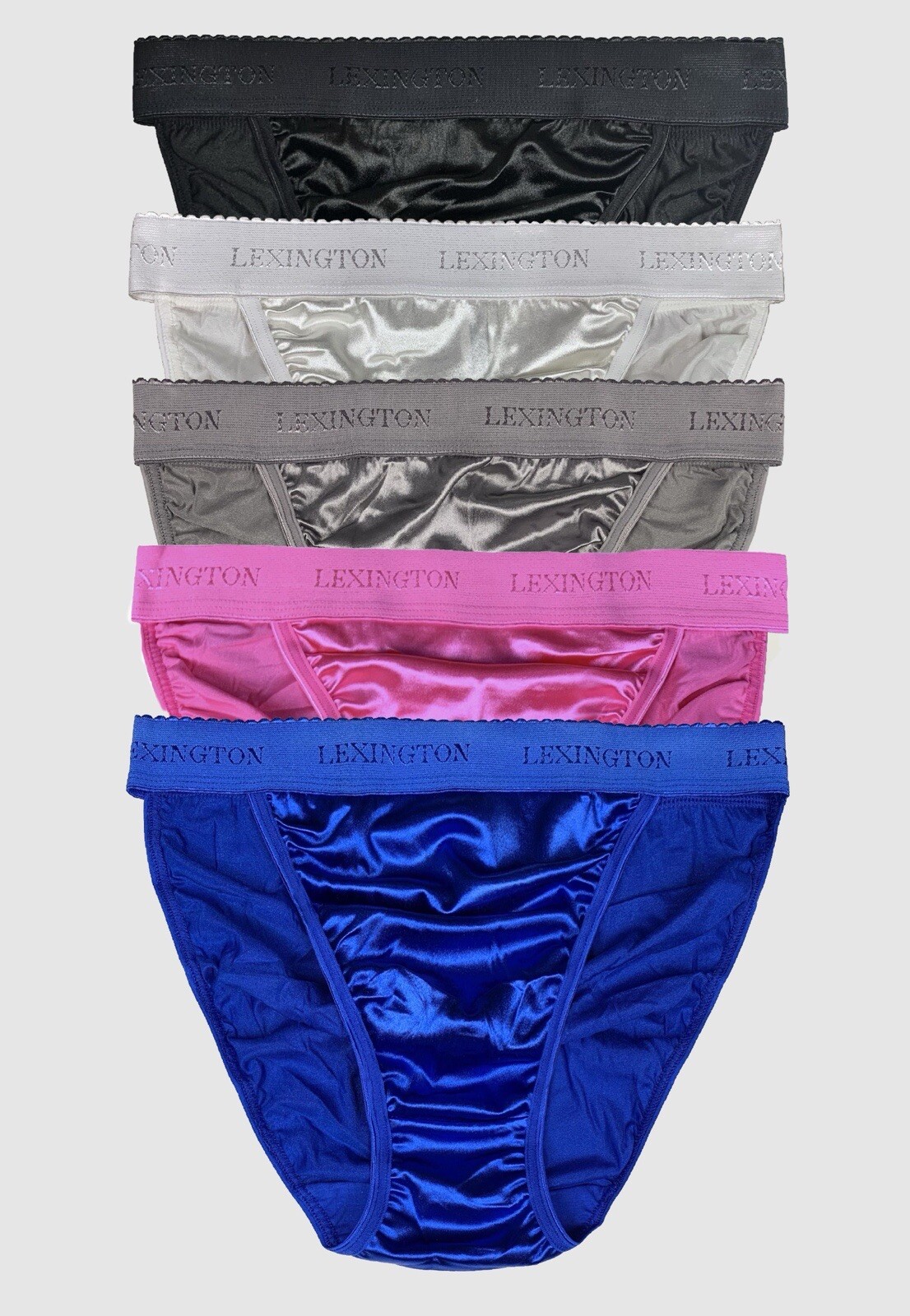 Hi-cut Second Skin Satin Panty · 5 Pack · Wide Rio Waistband · XL/8