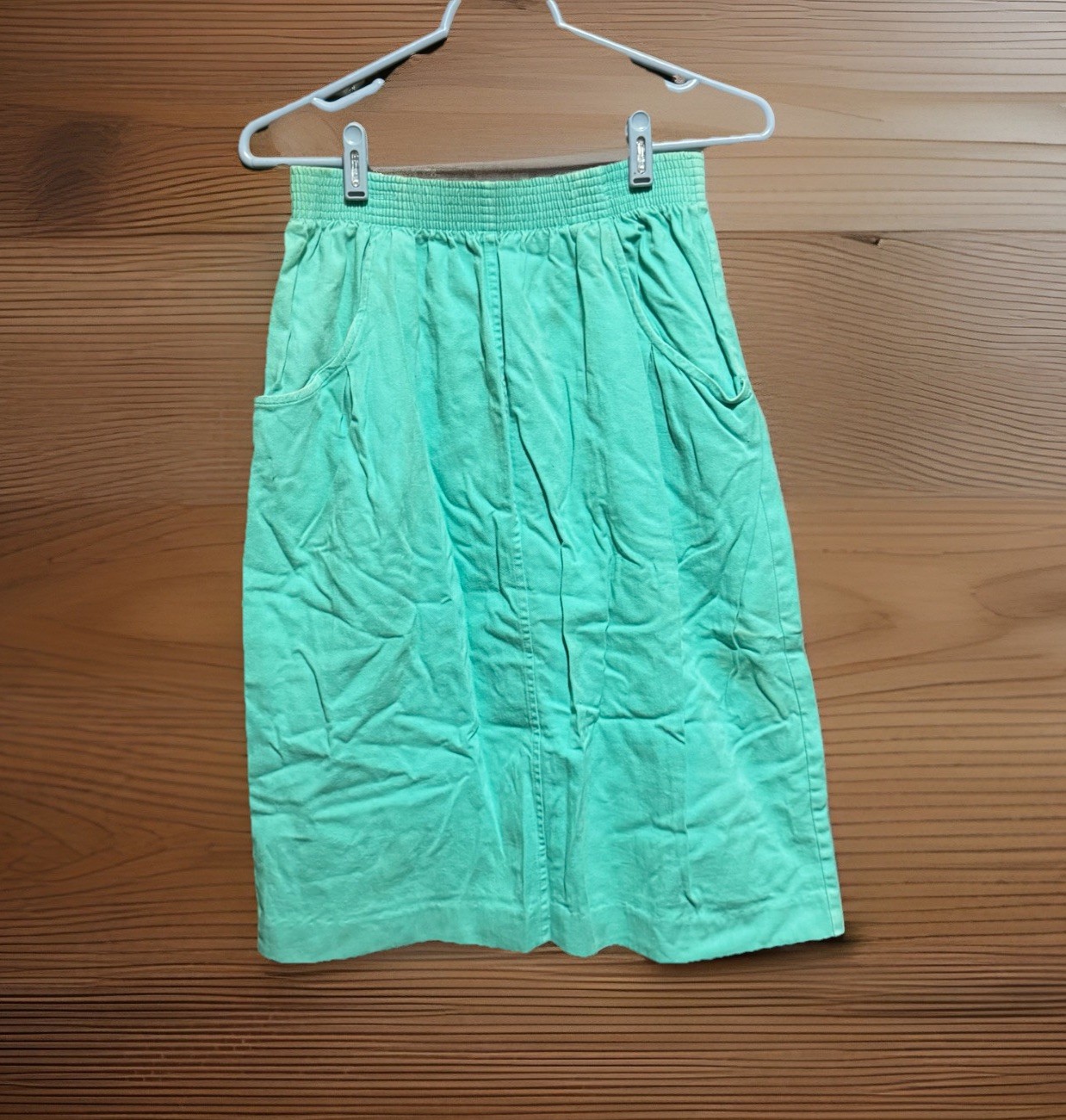 Ship &lsquo;N Shore Blue Elastic Waist Skirt Women’s 9/10 Pockets Solid Vintage 1980s