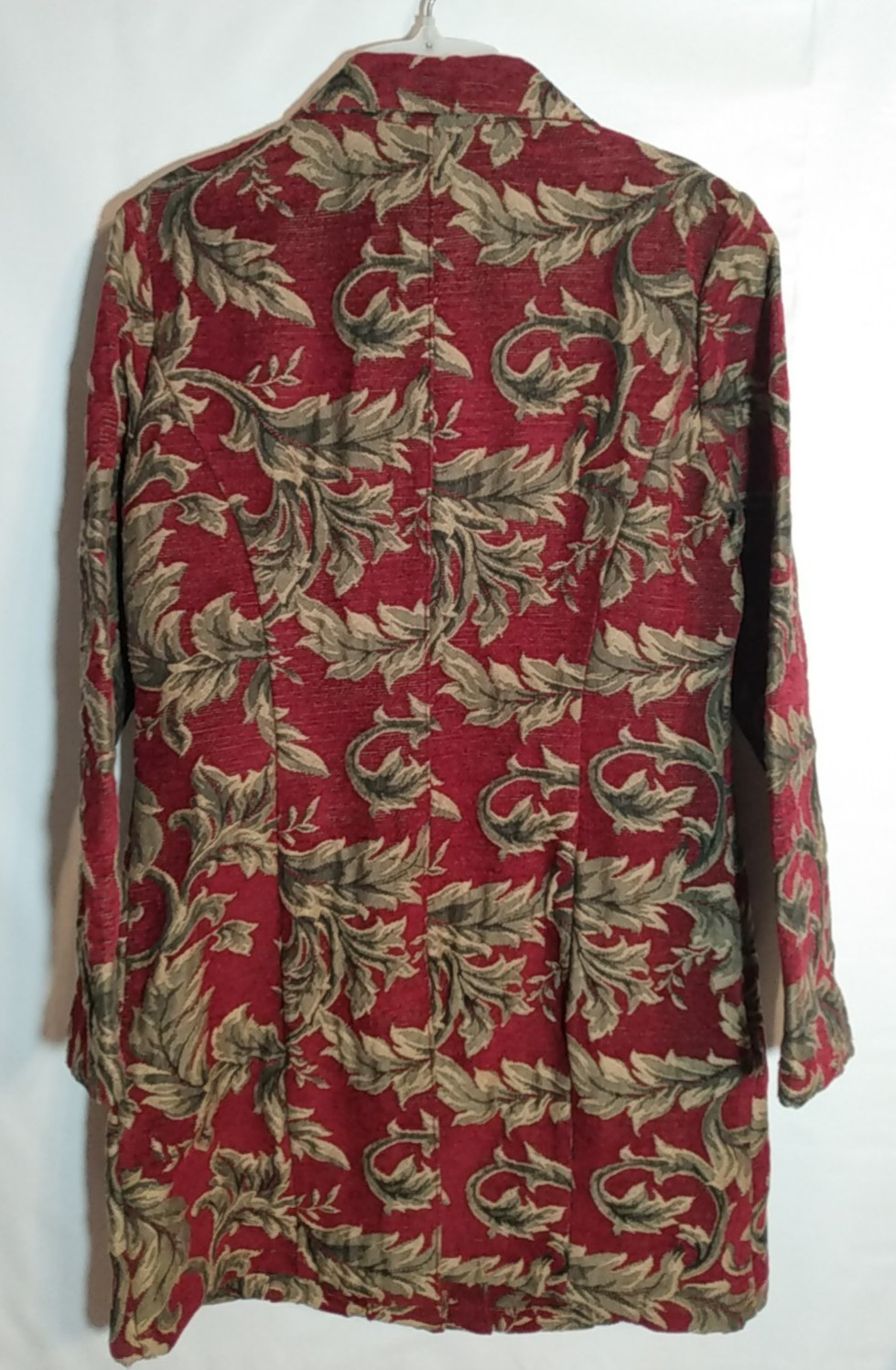 PORTRAIT 90s Lined Red and Gold Tapestry Jacquard Floral Coat/Jacket Long Boho