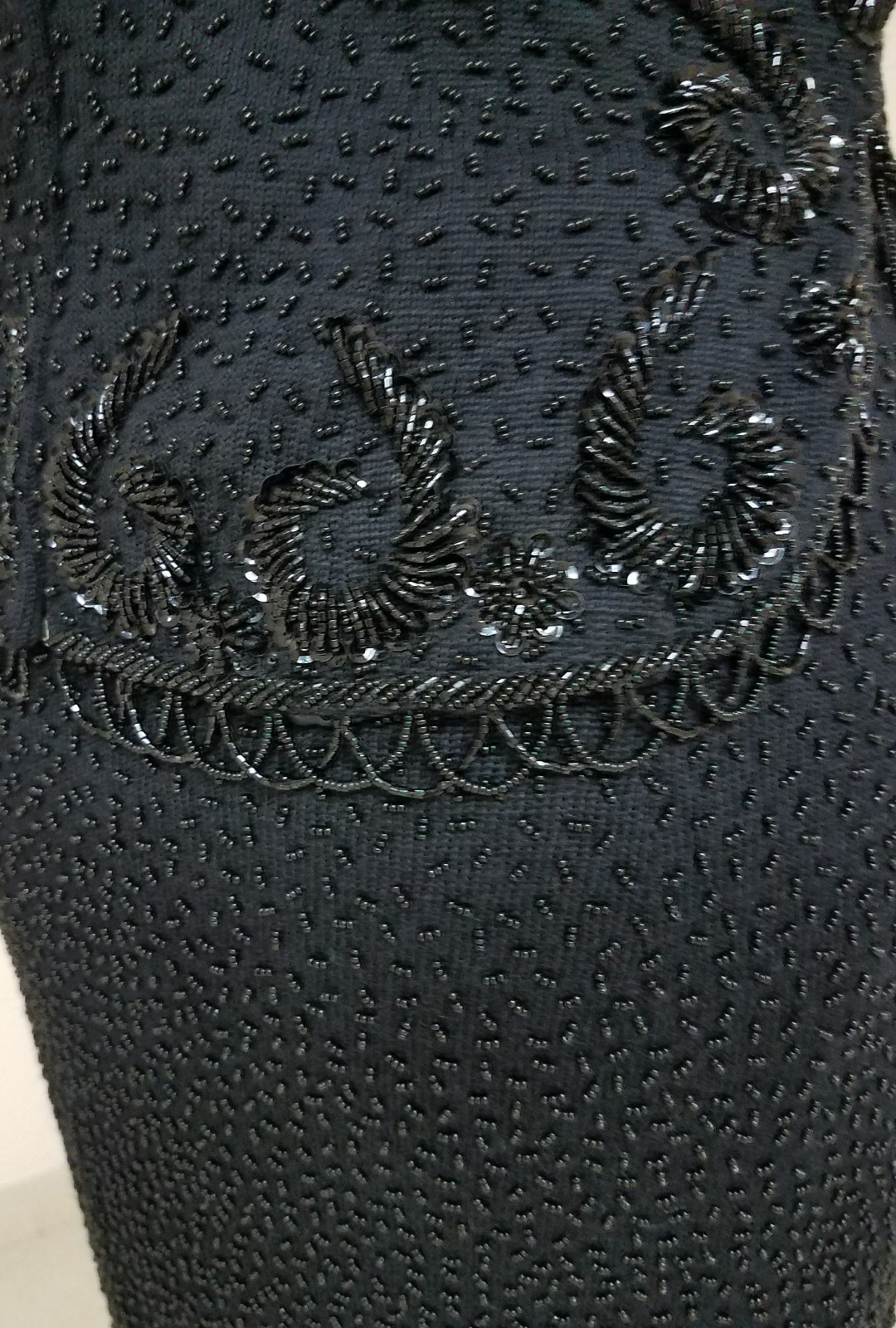 2 PC VTG BLACK HEAVY BEADED SUIT SKIRT 1950&rsquo;s HONG KONG IMPERIAL MCM SIZE S – M