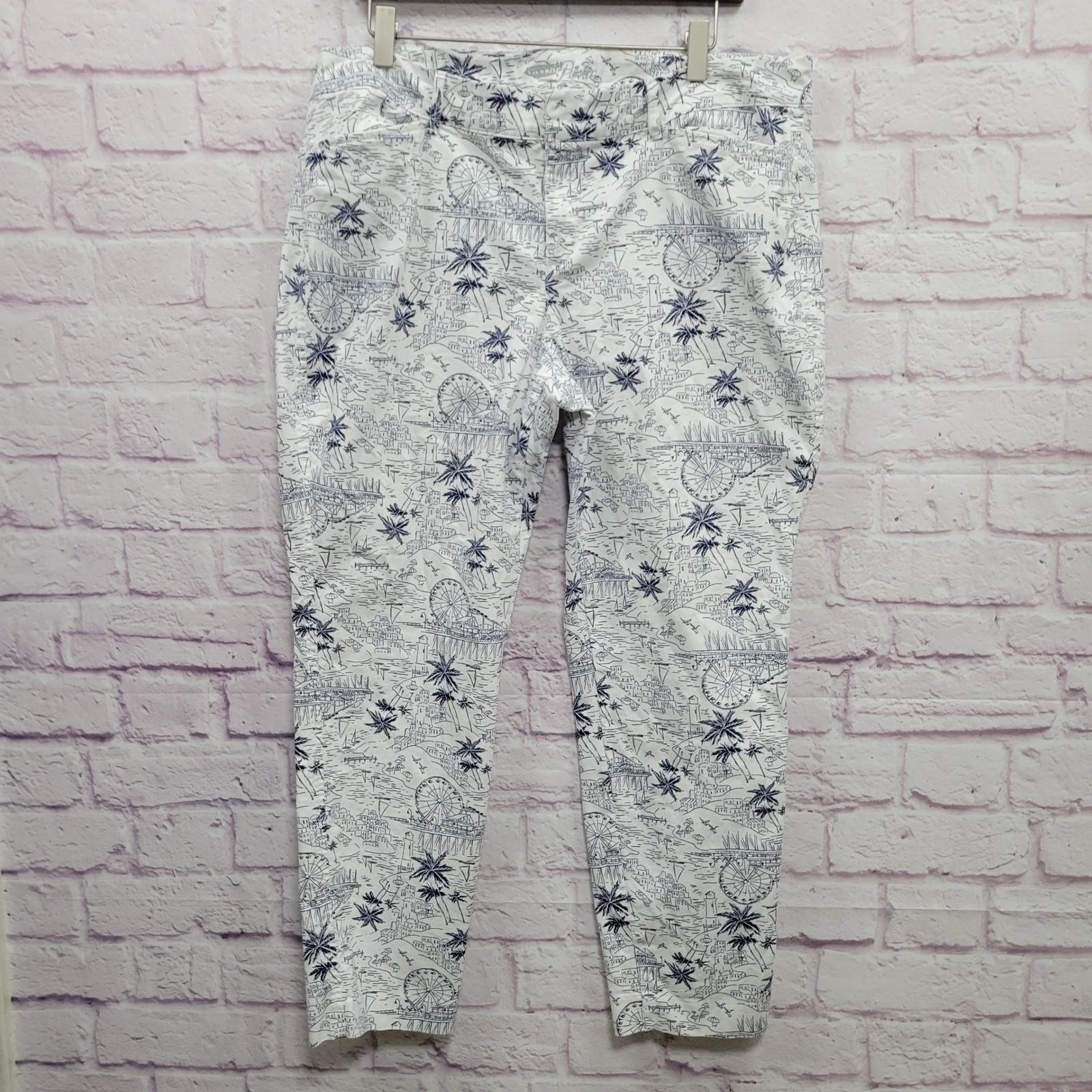 Old Navy Pixie Chino Ankle Pants Wmns 14 Scenic Toile Print Y2K Coquette Preppy