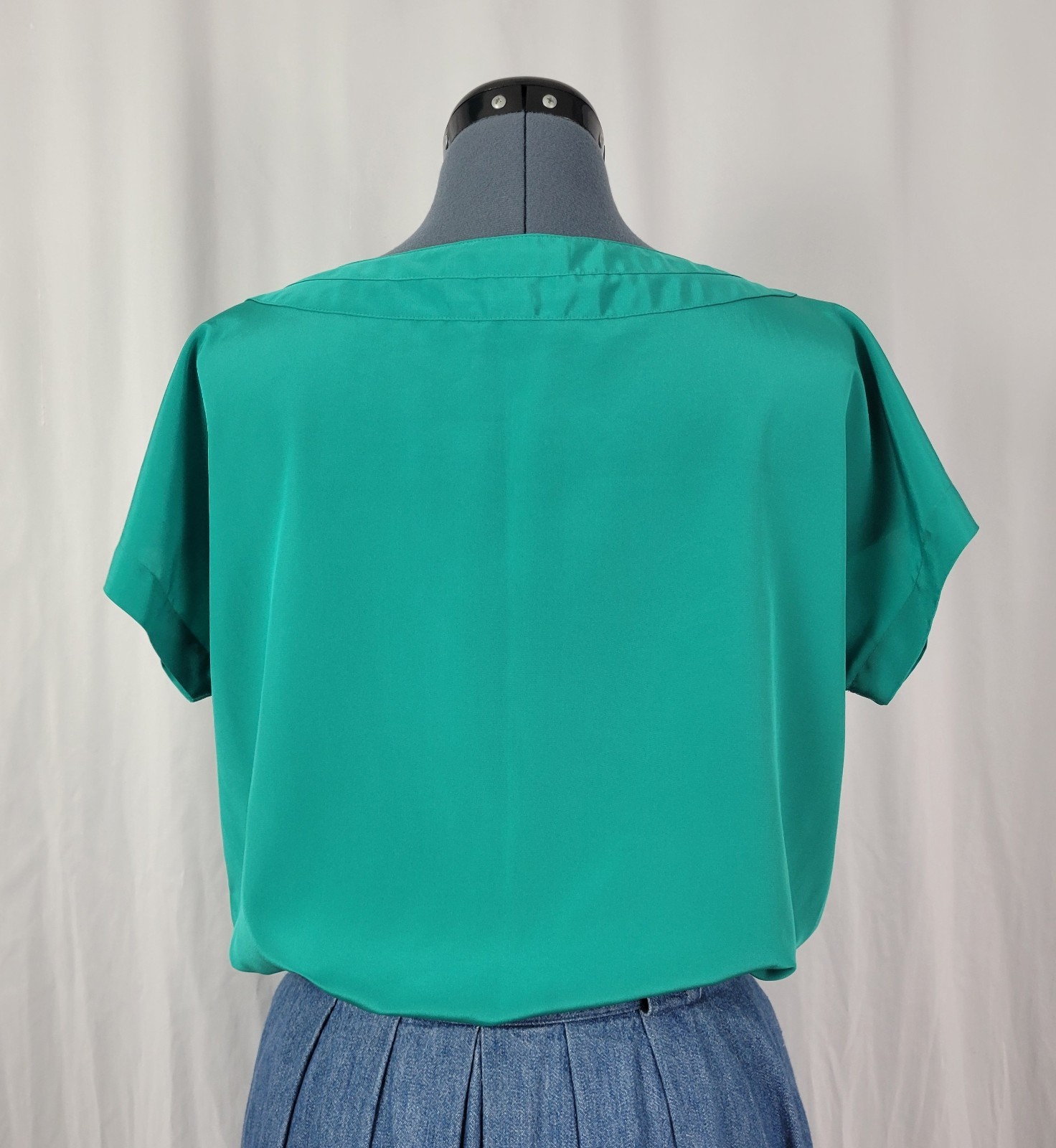 Vintage Rendezvous Teal Green Dropped Shoulder Blouse Size 10
