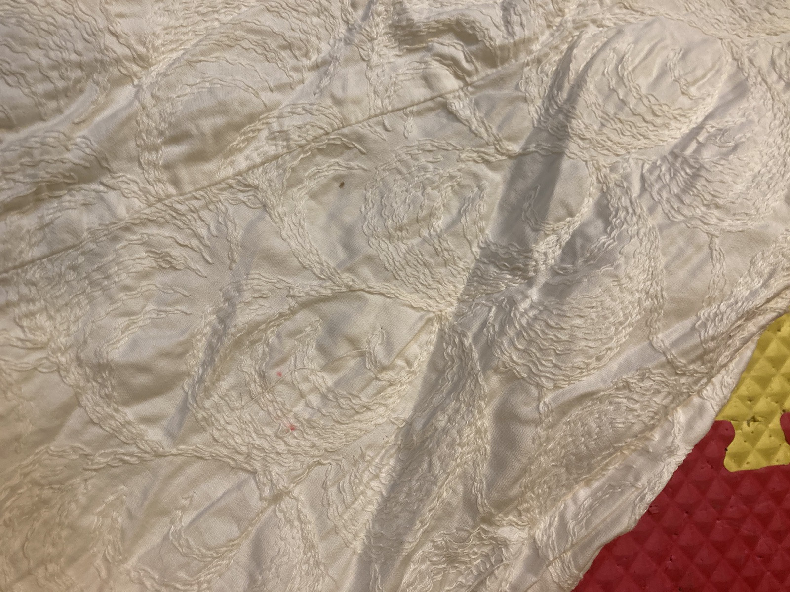 Vintage Jerry Gilden 1950s White Embroidered Linen Spectator Swing Dress USA