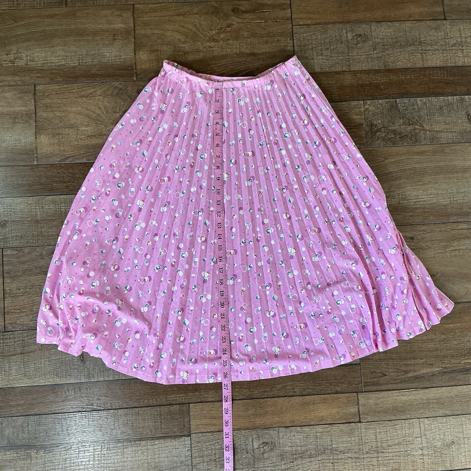 70s VTG Carole King Pink Floral Pleated Midi Skirt Women&rsquo;s S Elastic Waist 32123