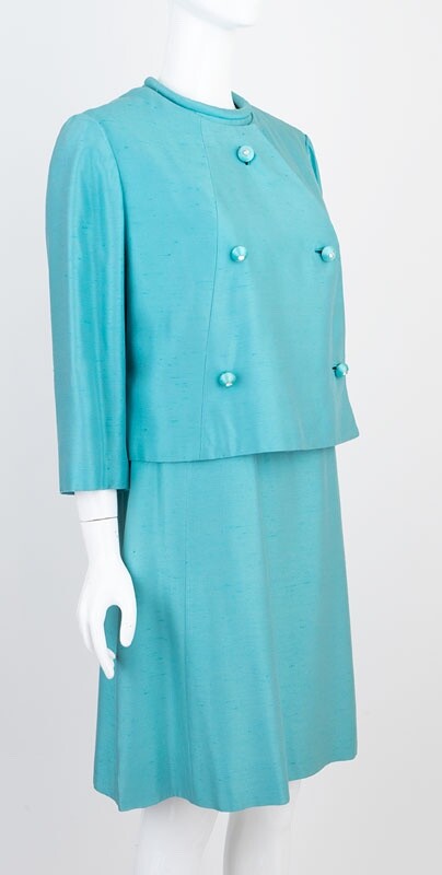 Vintage 1960s 2001 Mod Space Age Suit Silk Dress & Jacket By Rona