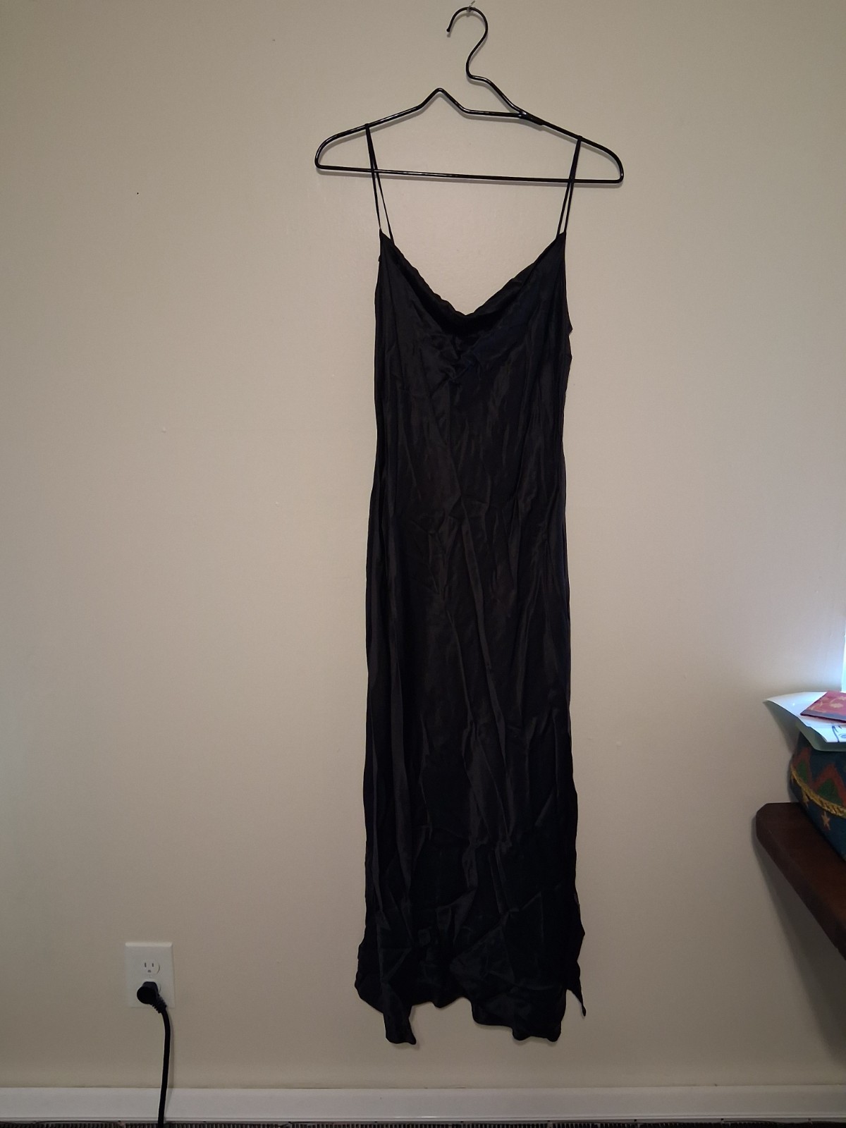 Victoria&rsquo;s Secret Silk Slip Gown Maxi Slip Dress Cowl Neck Black size small