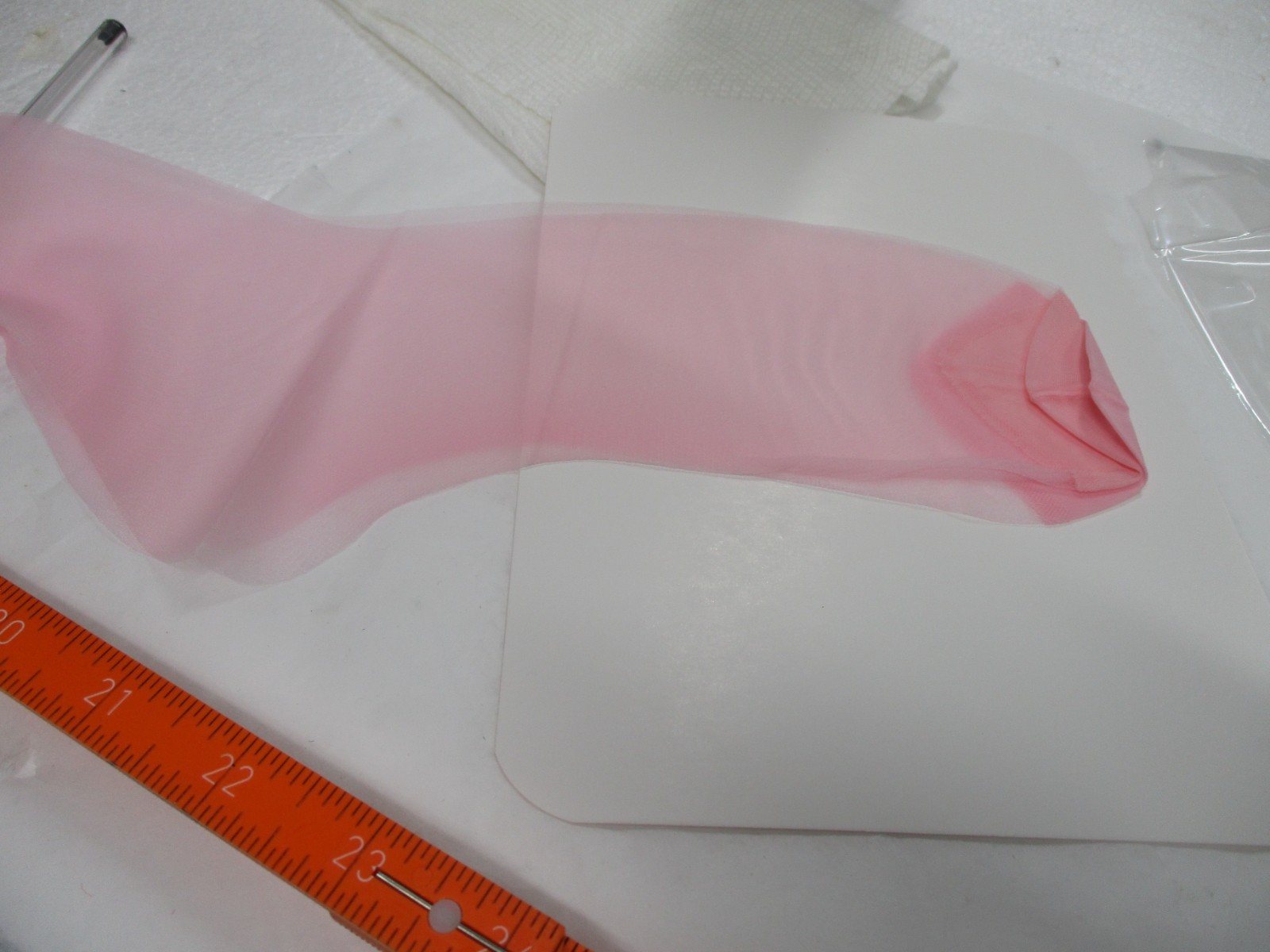 1PR VINTAGE UNBRANDED RT SHEER MICRO MESH NYLON STOCKINGS SIZE 11 LONG 36&Prime; PINK