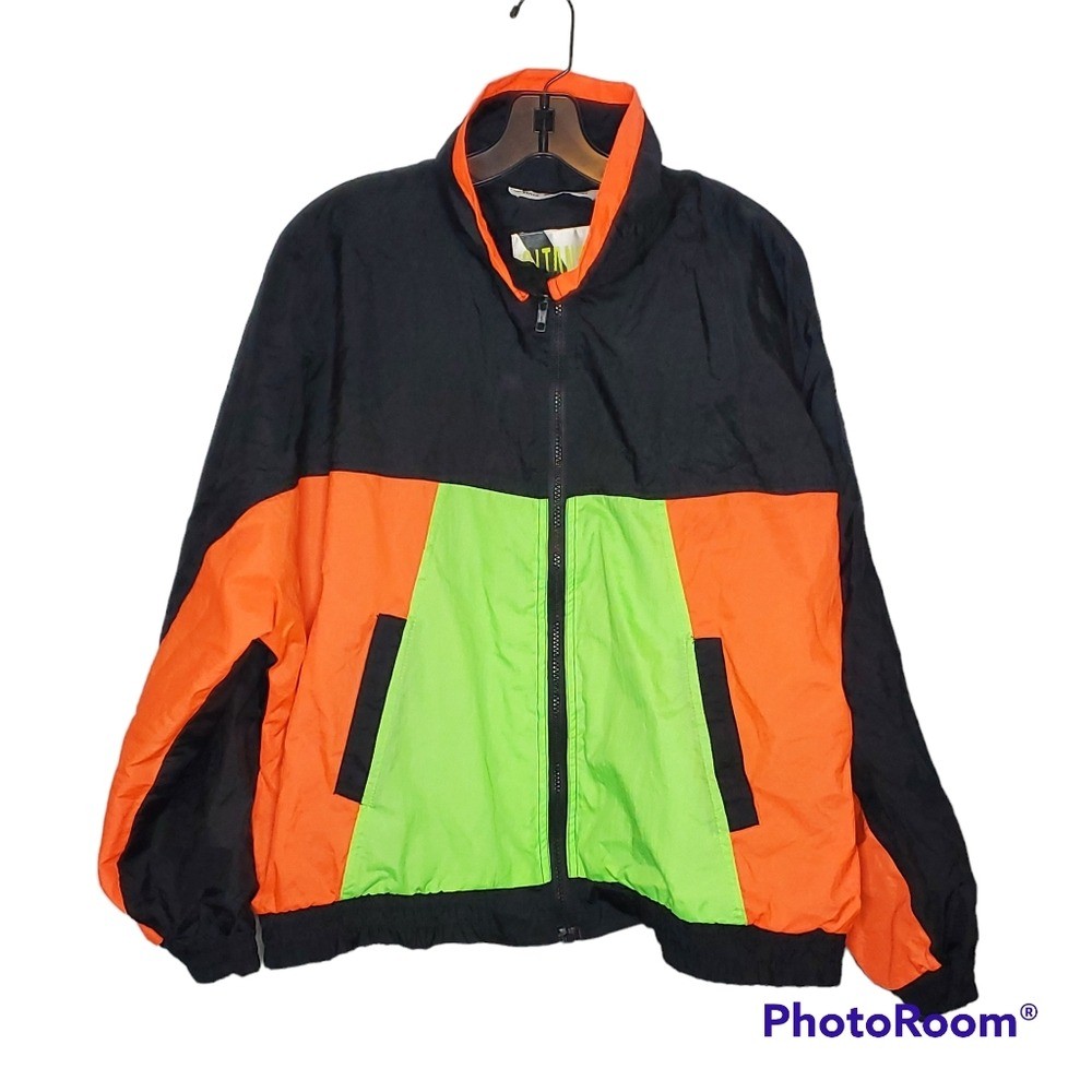 Vintage gitano windbreaker neon colorblock 100% nylon 80s 90s size large unisex