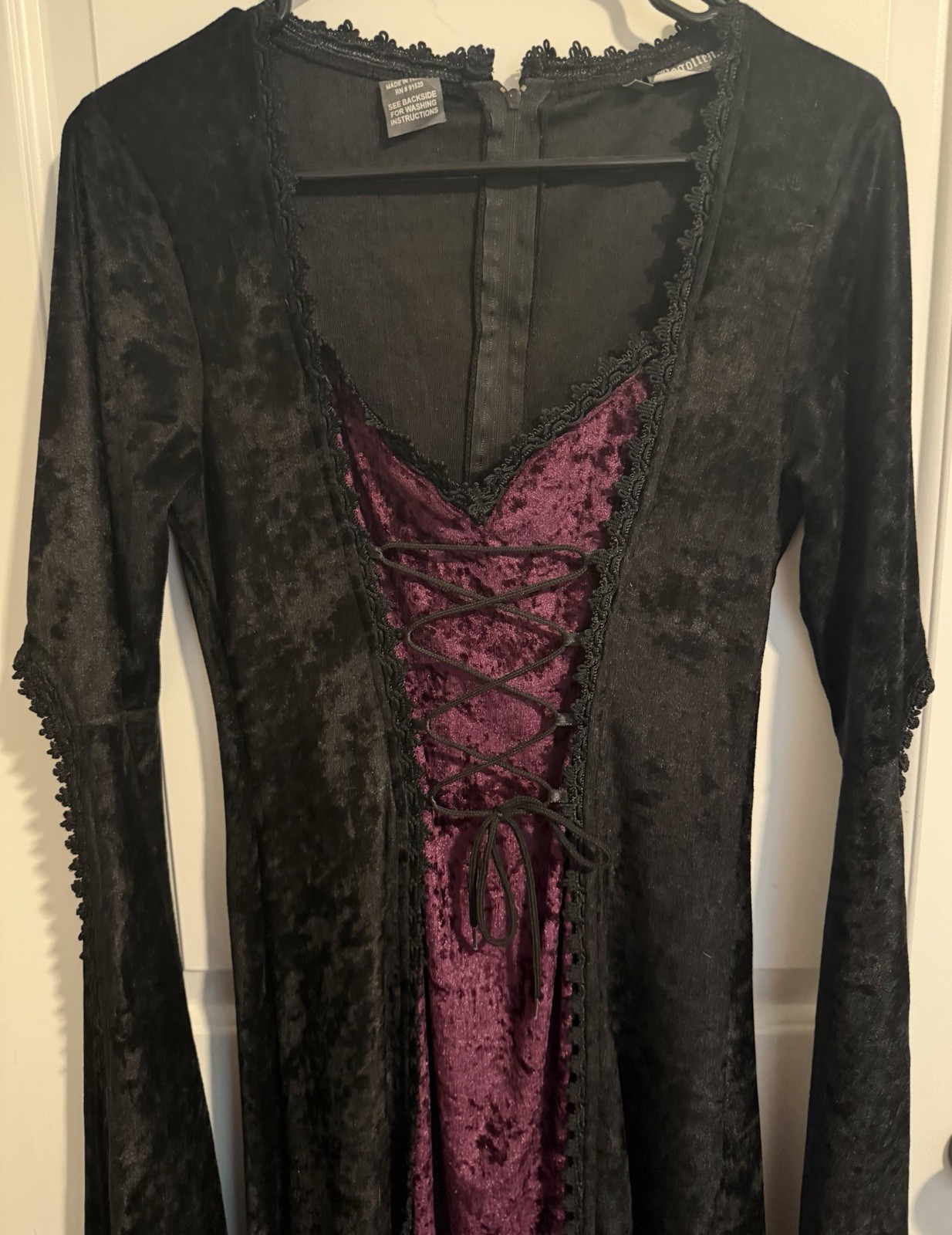 Begotten by Dilek Atasu Gothic Lace-Up Dress Black/Purple Polyester Size S