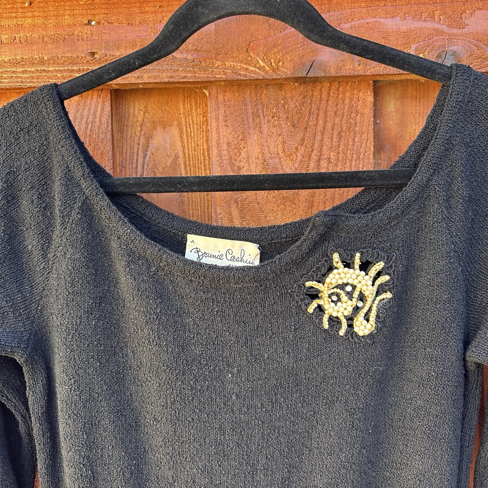 Bonnie Cashin Vintage Wool Midi Dress Size XS Small Woven Brooch Detail Unique