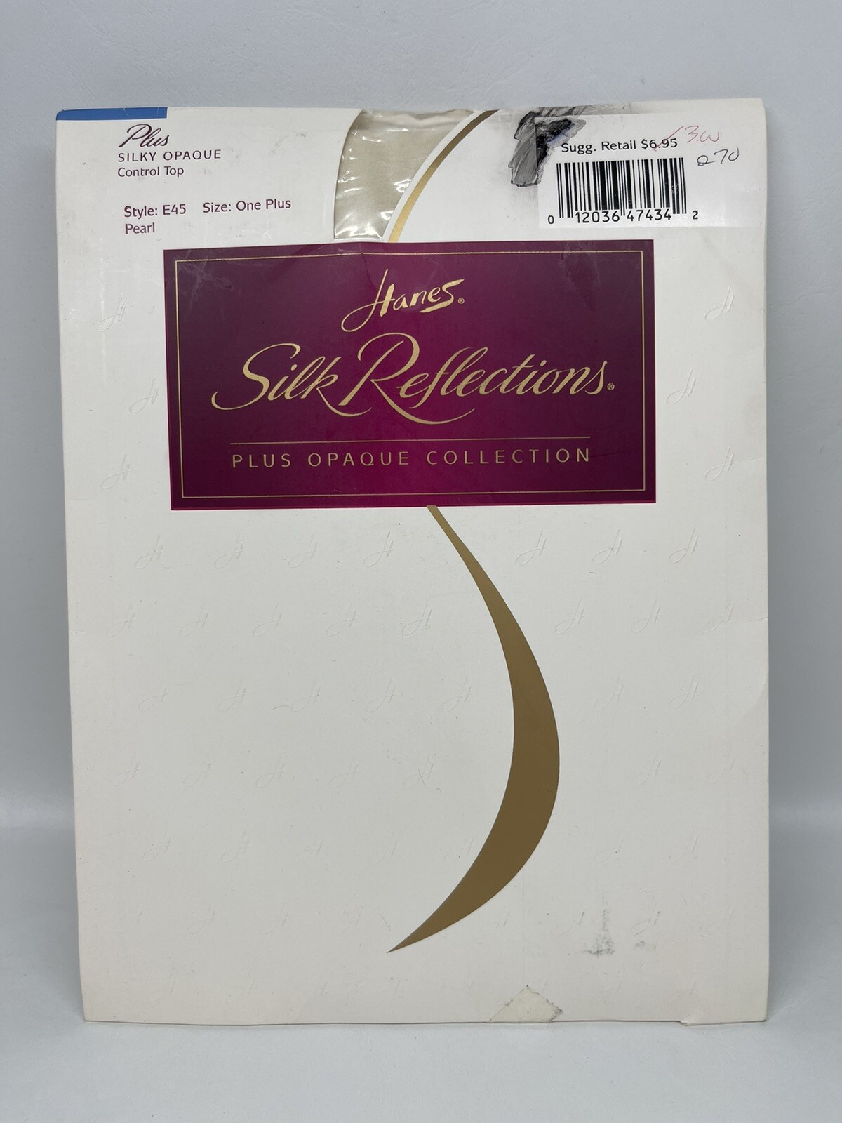 Vtg Hanes Silk Reflections Pantyhose Opaque Control Top Pearl Size 1 Plus