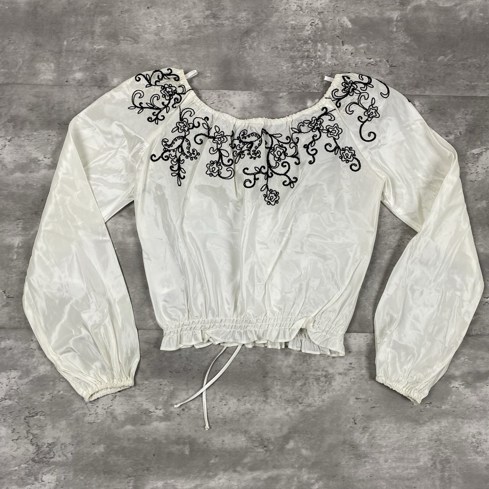vintage 90s LAUNDRY by SHELLI SEGAL long sleeve top blouse crop top acetate