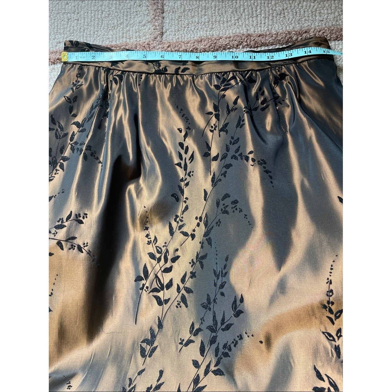 NWT Vintage 90s Jeffrey & Dara Maxi Bronze Taffeta Skirt Size 14W