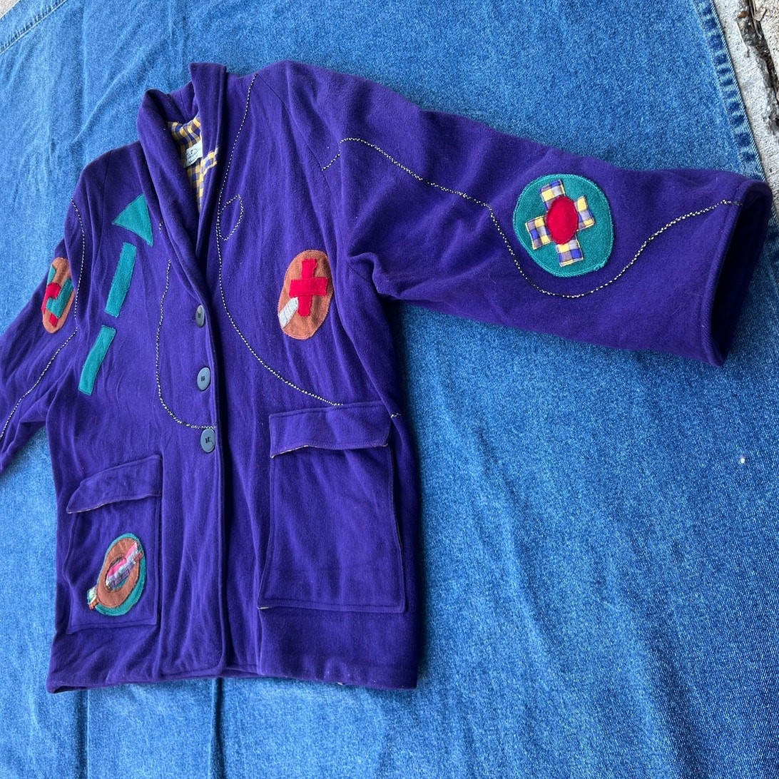 90s Canvasbacks abstract patchwork wool coat