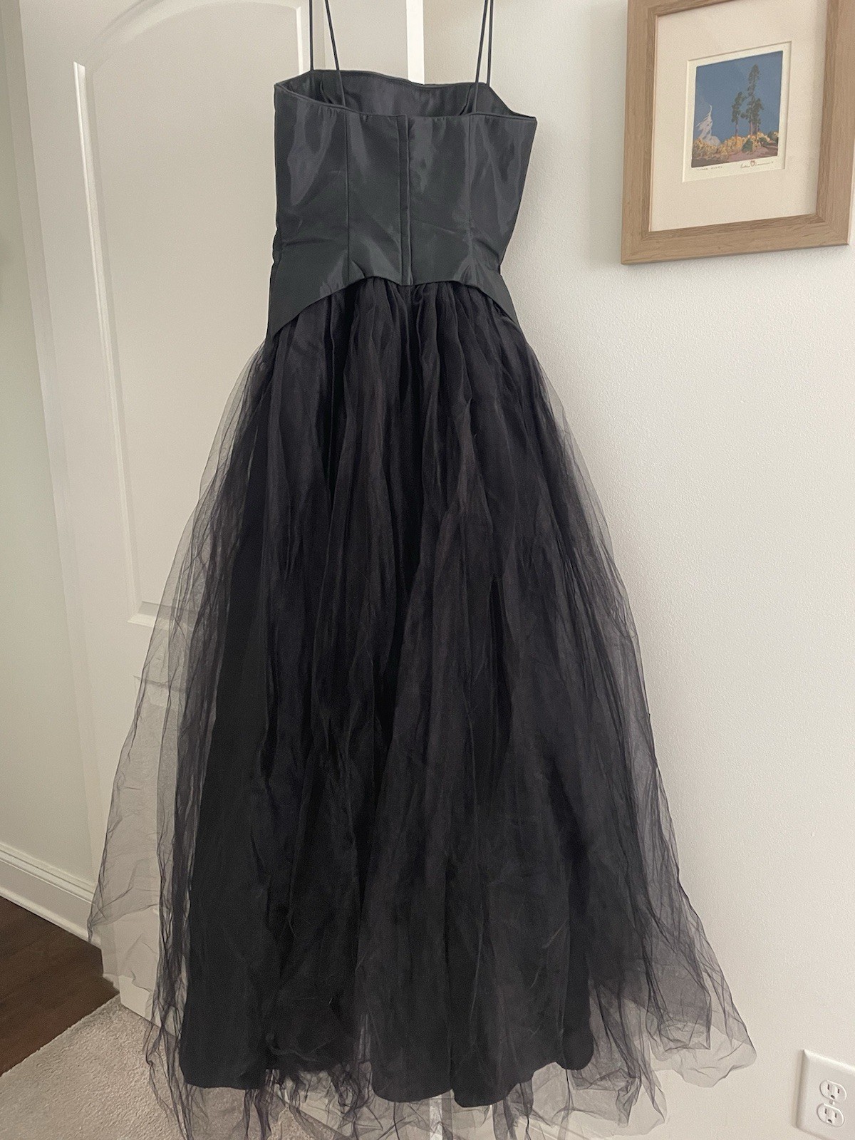 Jessica McClintock Vintage 1990’s Black Tulle Gunne Sax Ball Gown W Rhinestones