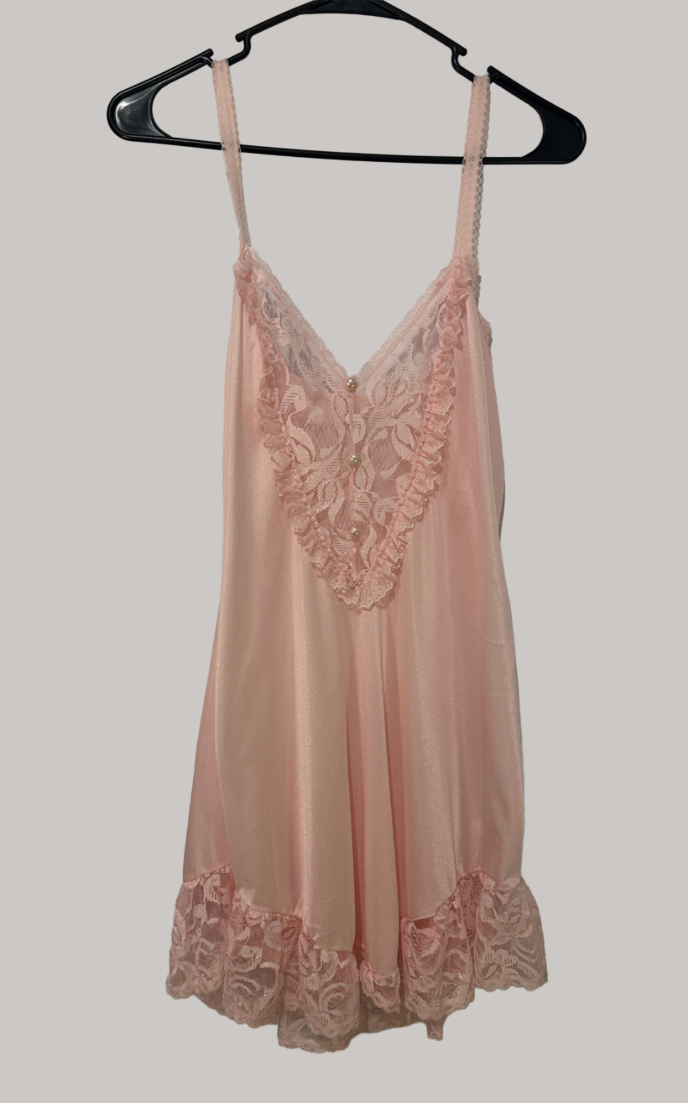 Vintage 1984 Undercover Wear Pink Lace Chemise Slip Dress Cottagecore Coquette S