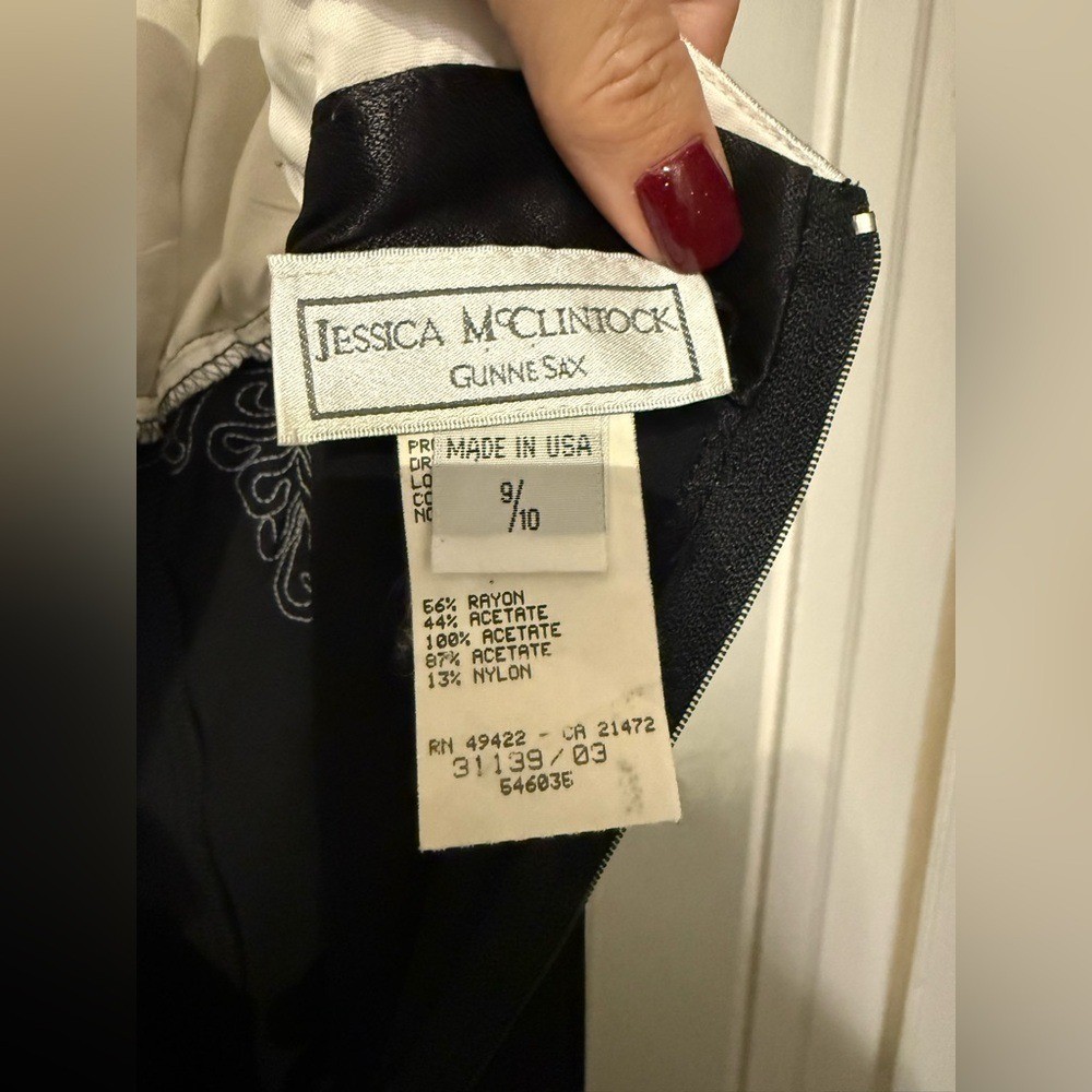 Gunne Sax Jessica McClintock Vintage Black & White Maxi Dress Sz 9/10