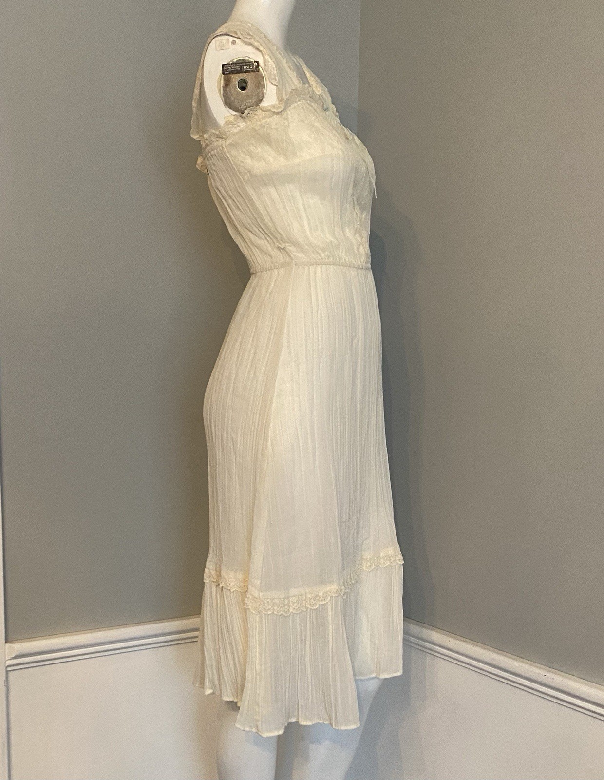 Vintage 1970s Semi Sheer Chiffon Prairie Boho Hippie Sundress California NWOT
