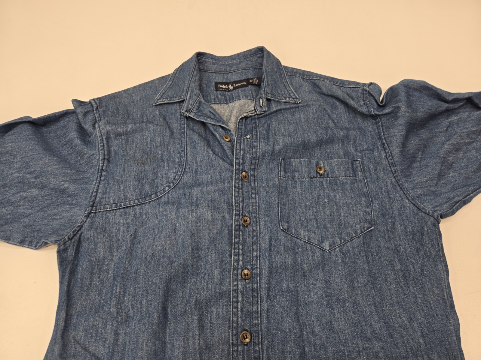 Vintage Ralph Lauren Denim Button Down Maxi Dress Duster Made In USA Size 12
