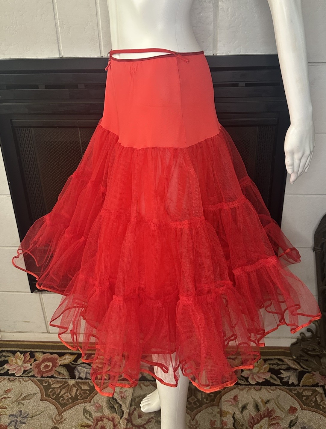 Vtg Red Malco Modes Western Square Dance Petticoat Crinoline Womens Medium USA