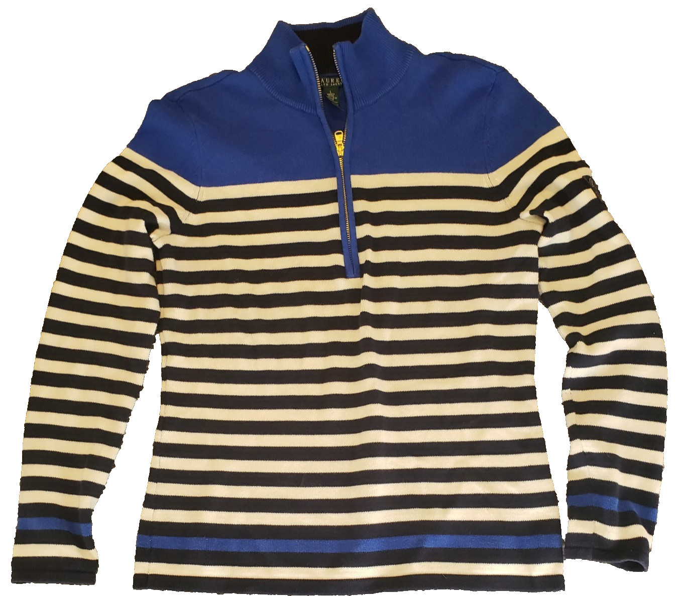 Lauren Ralph Lauren Women&rsquo;s Striped Logo Long Sleeved Top L 40 x 25.5 in