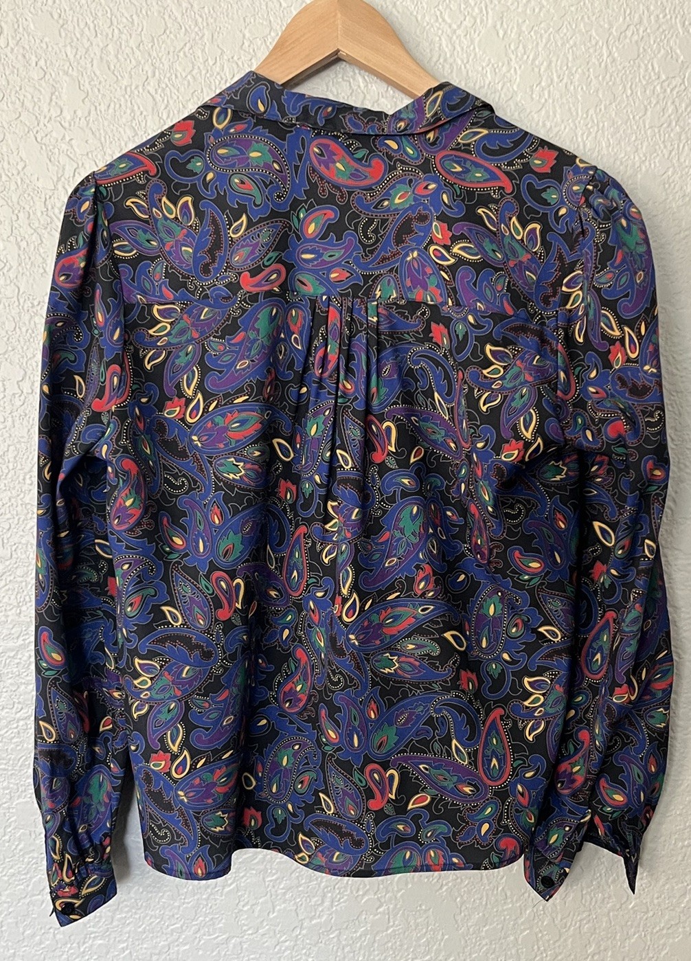 Lady Manhattan Paisley Button Down Blouse Sz 12 / M Vintage 70s Mod Art Nouveau