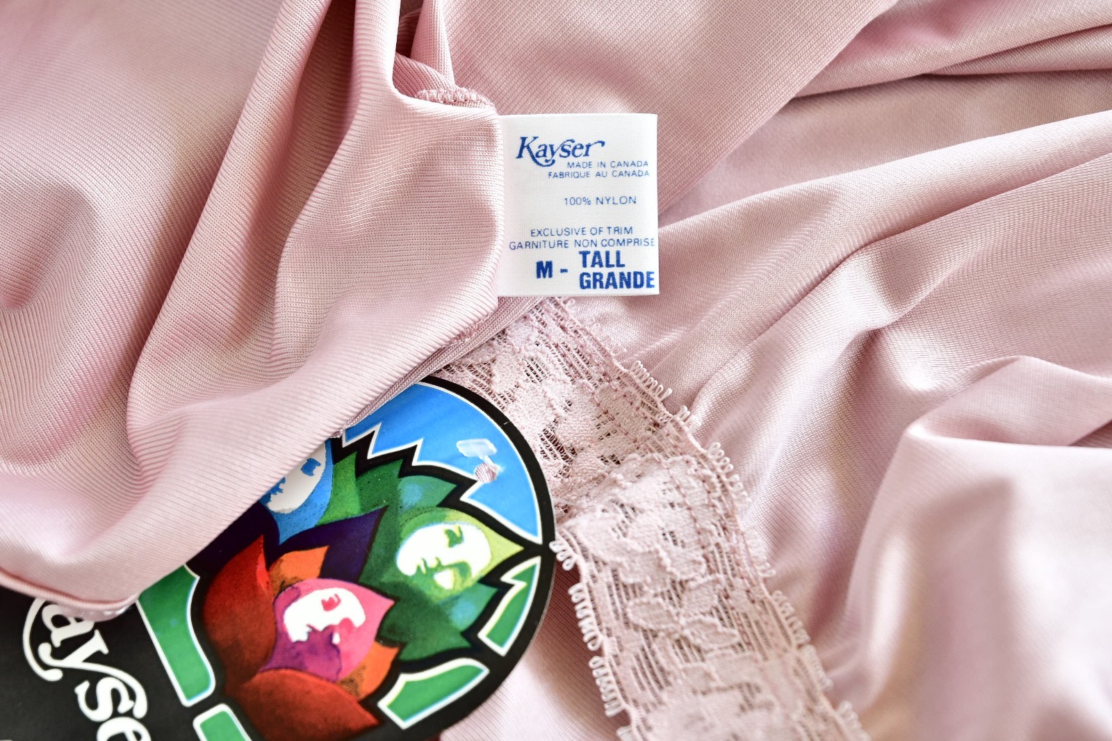 💮Vintage KAYSER Half SLIP Medium Tall Nylon Rose Color Lingerie Canada NEW