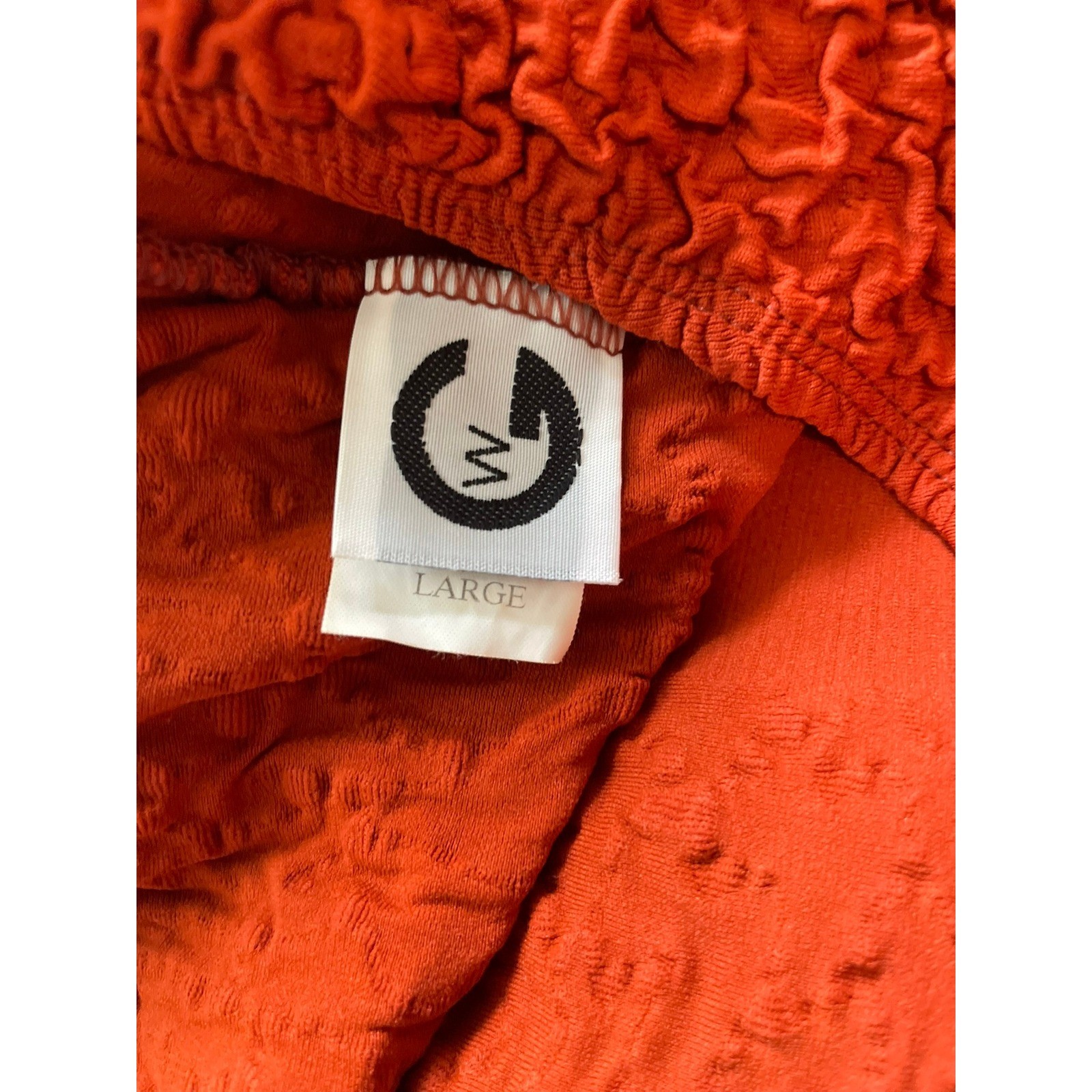 American Vtg Rust Orange Textured 3/4 BOHO Sleeve Blouse Top L