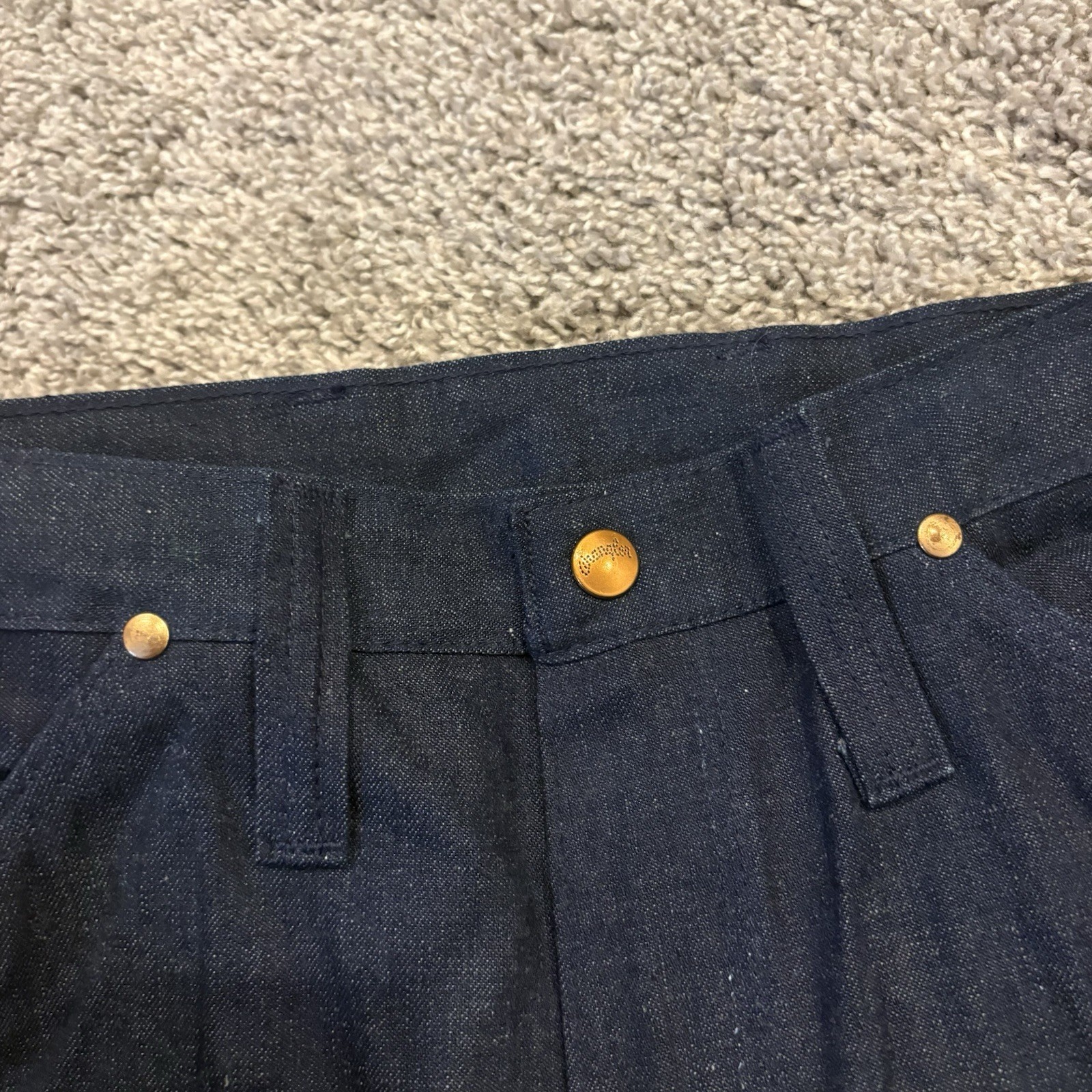 Vintage 70s Wrangler Bell Bottom Patch Pocket Flare Jeans 11/12 30×32 USA NOS