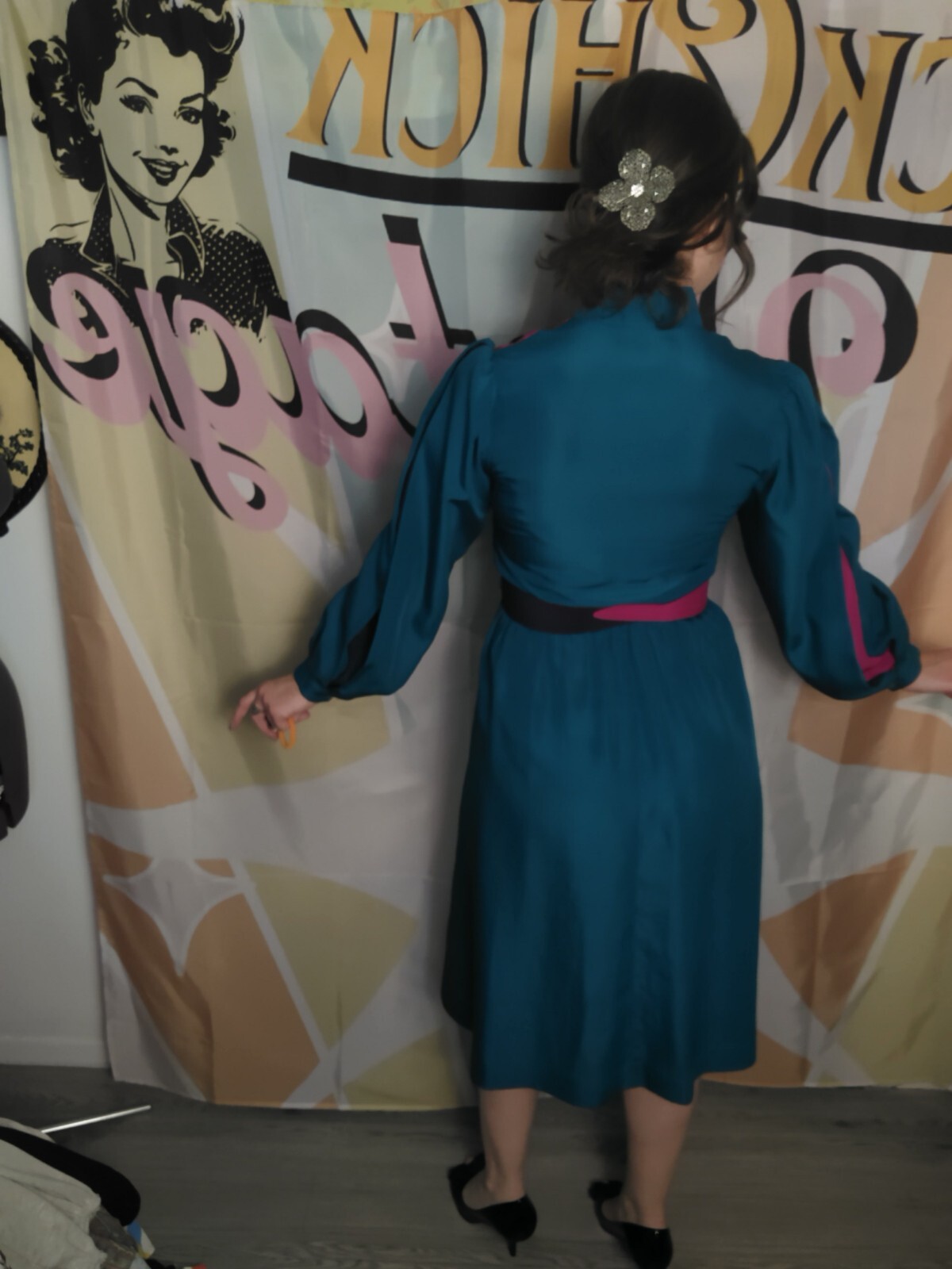 Vtg Saks Fifth Ave « The Collection » Color block Dress Feels Like Silk