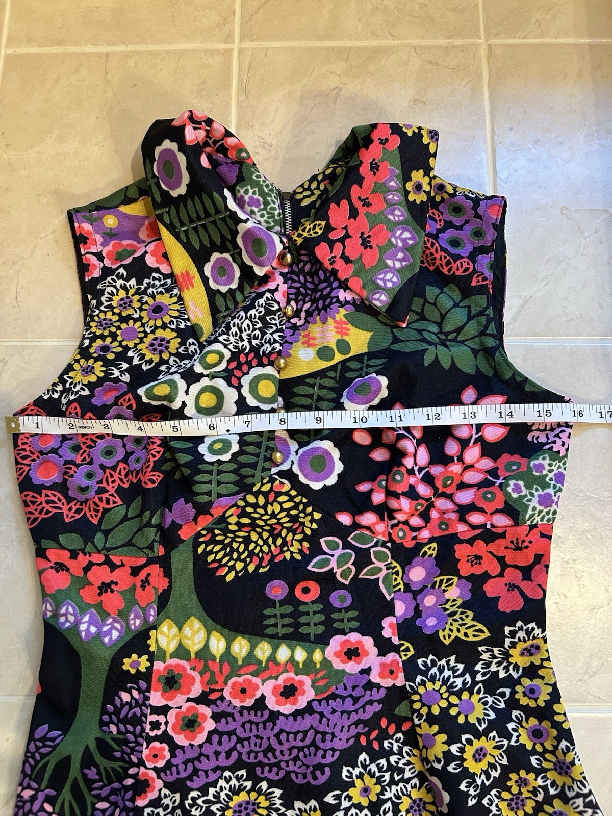 Vintage Psychedelic 60s 70s Floral Micro Mini Dress Groovy Trippy Baby Doll