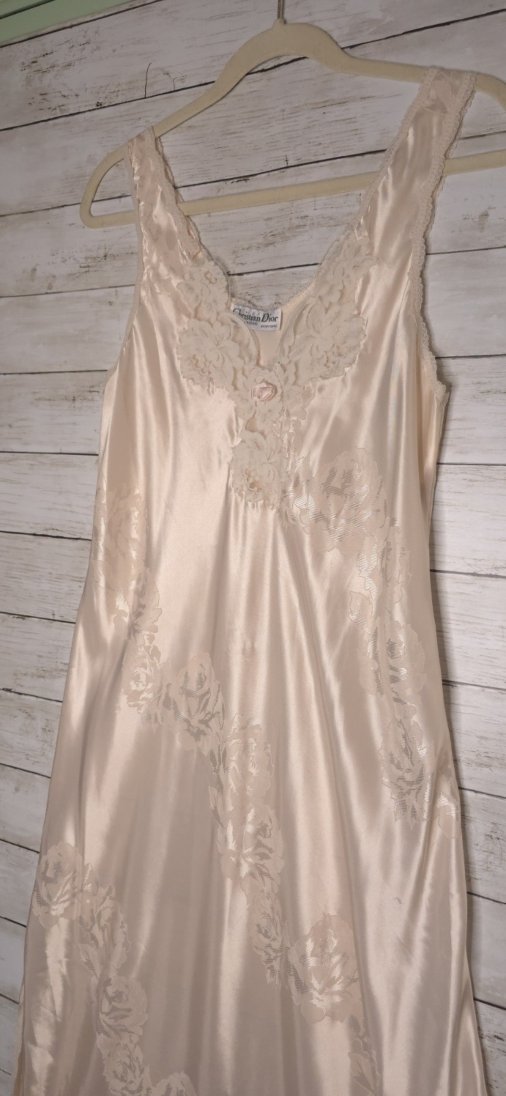 Vintage Christian Dior Lingerie Nightgown Slip Maxi Dress 36&Prime; Bust See Blemishes