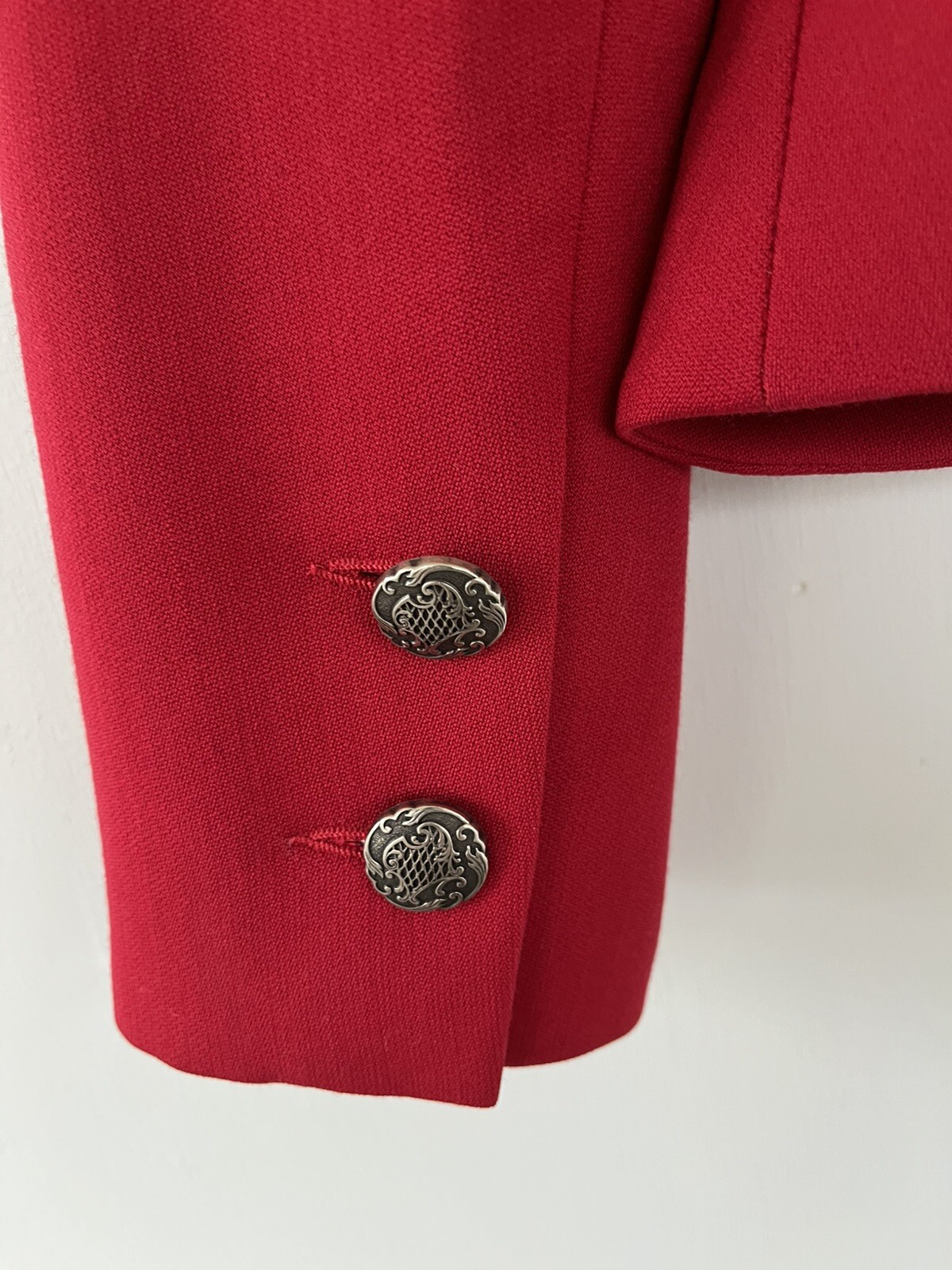 Chloe A/W 1990 Vintage Red Runway Jacket Coat Martine Sitbon Silver Buttons