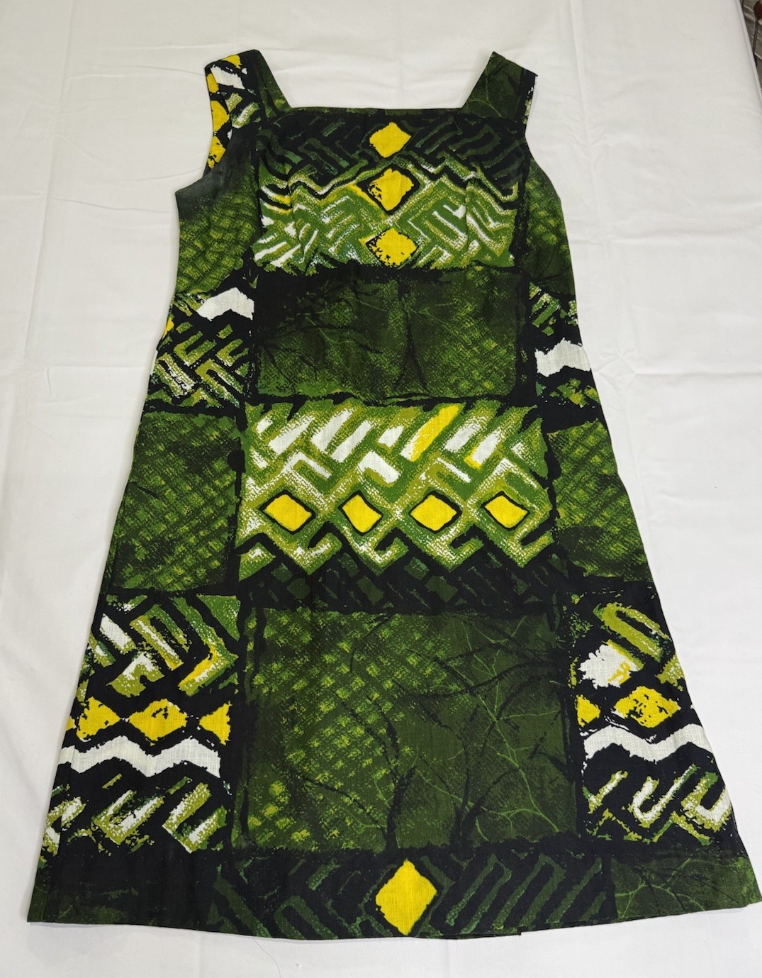 Vintage Polynesian Bazaar Women’s Waikiki Green Shift Dress Sleeveless Size 10