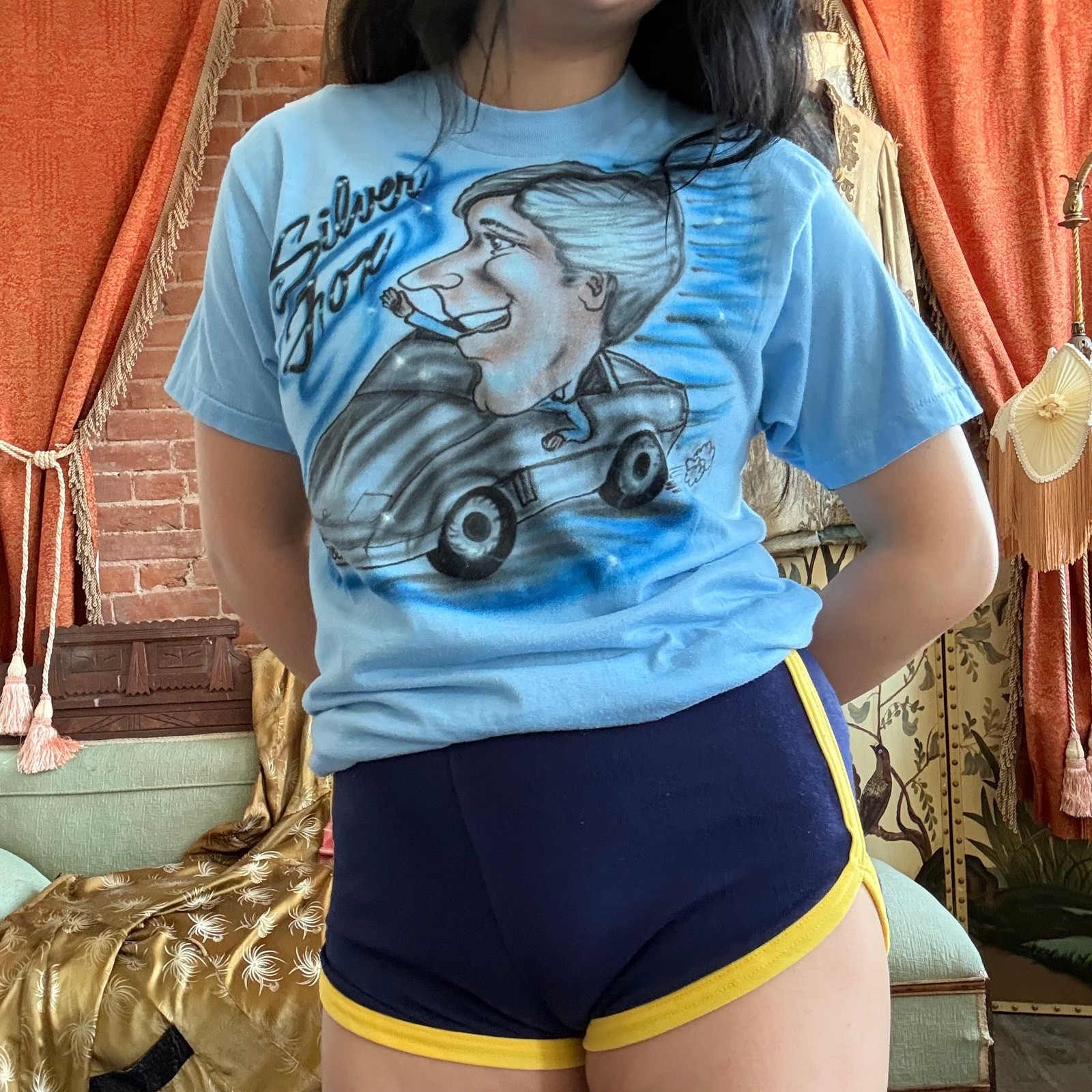 Vintage 80s Screen Stars Airbrush « Silver Fox » Caricature Tee