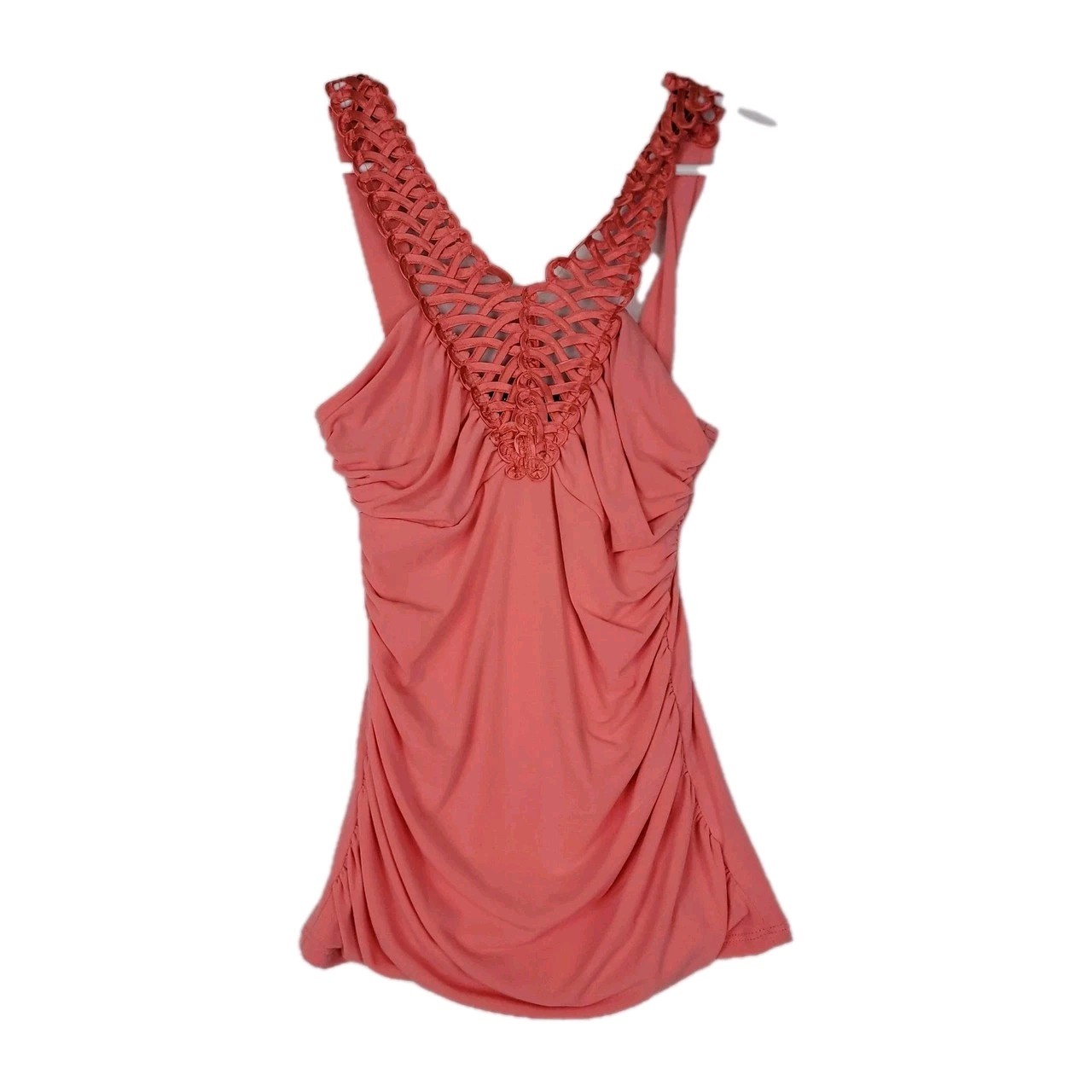 Peep Studio Vintage Coral Pink Crochet Back Tank Top Women&rsquo;s Medium Y2K