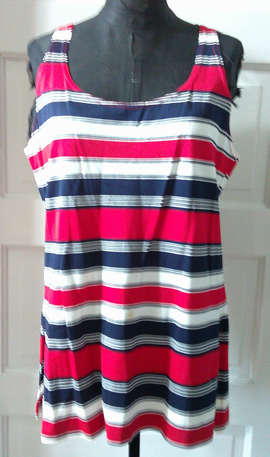 70&rsquo;s Red White Blue Stripe Tunic Tank Top Shirt Blouse 38 M LAST CHANCE