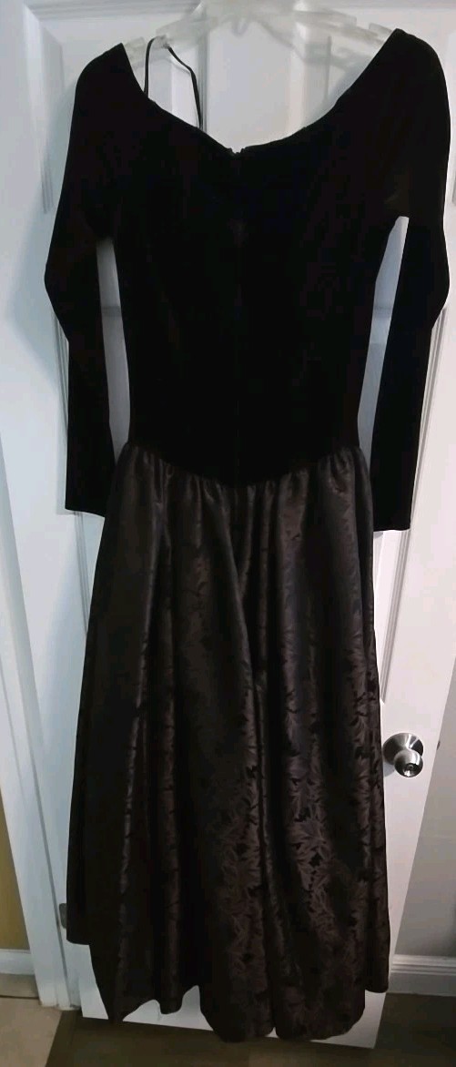 Vintage Jessica McClintock Brown/Copper Velvet/Taffeta Ballgown USA Made Size 10