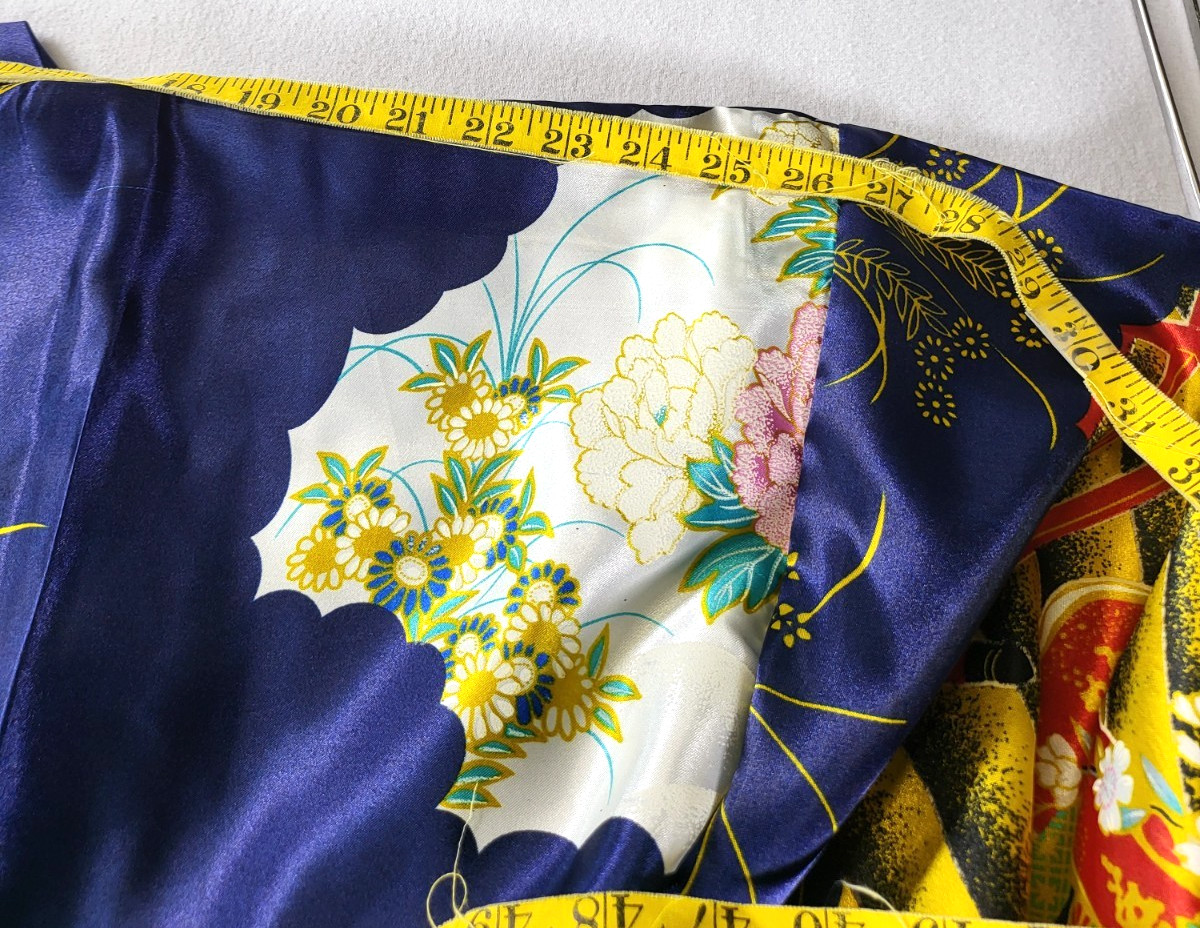 VTG Silver Dragon De Oriental Classic Blue Kimono Robe Geisha Womens XXL