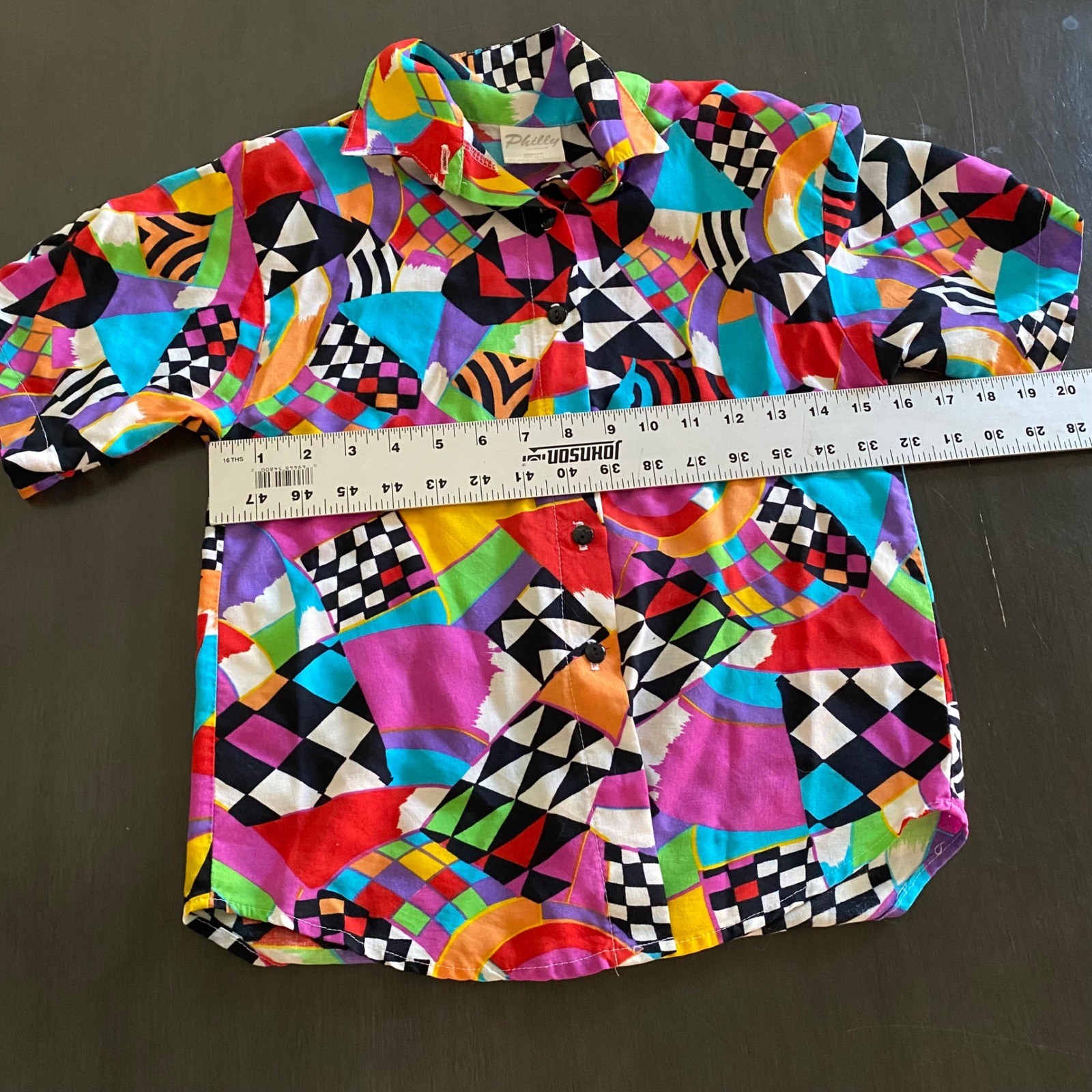 Vintage Abstract Geometric Button Up Made in USA – fits like small-xs
